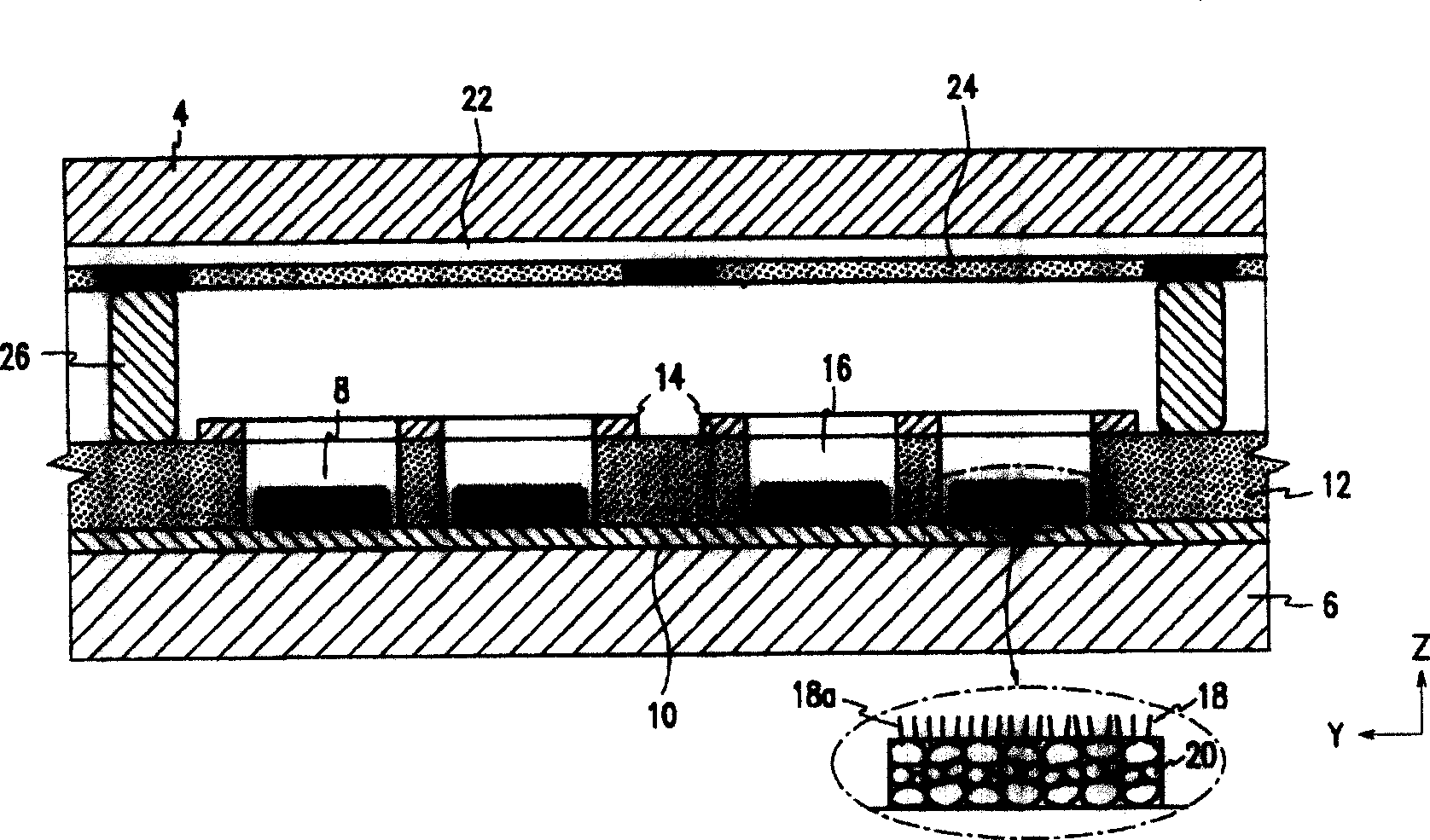 Field emitting display of electronic emitting source including forming multilayer structure