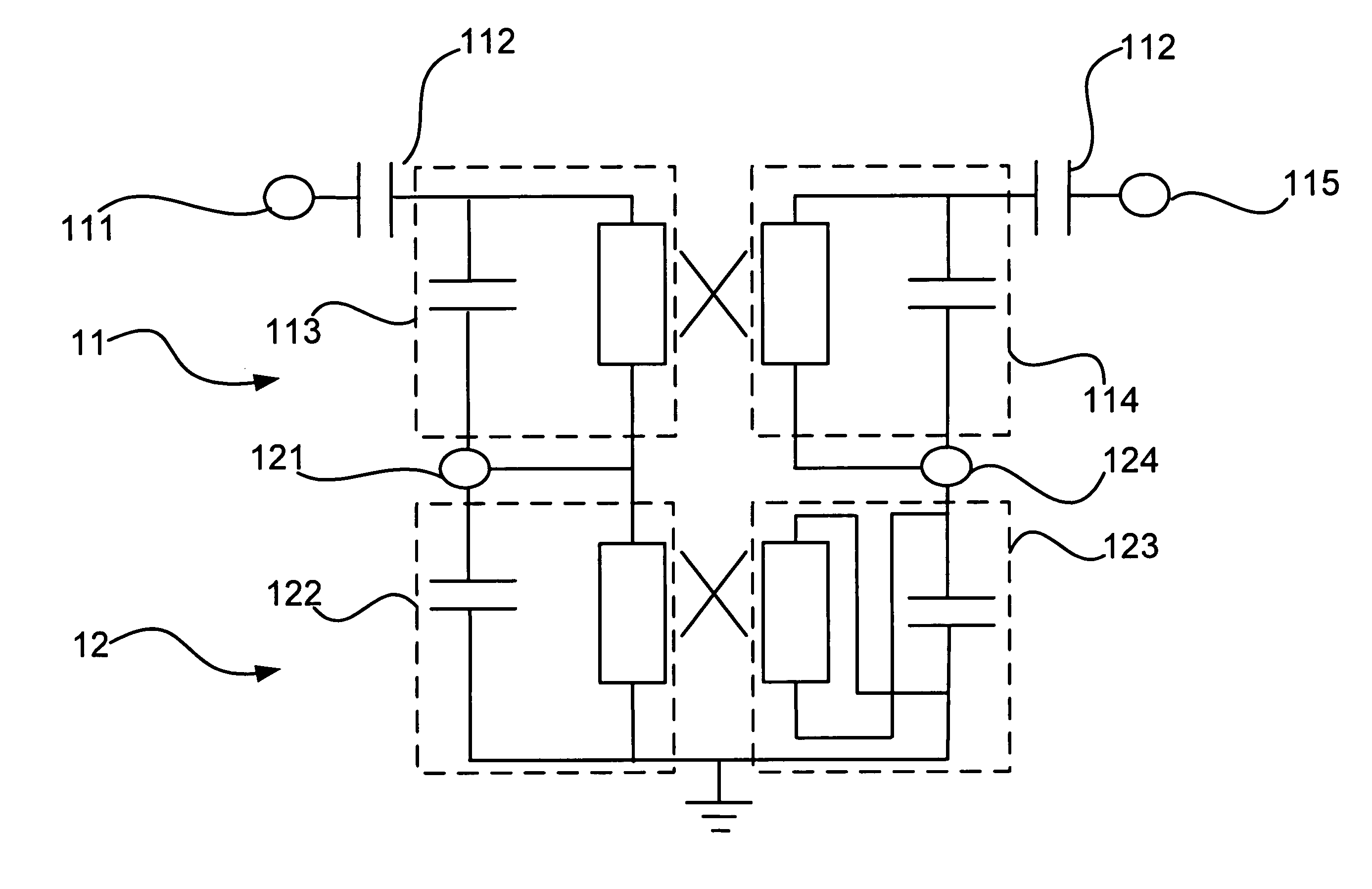 Dual bandpass filter having serial configuration of coupled-line filters