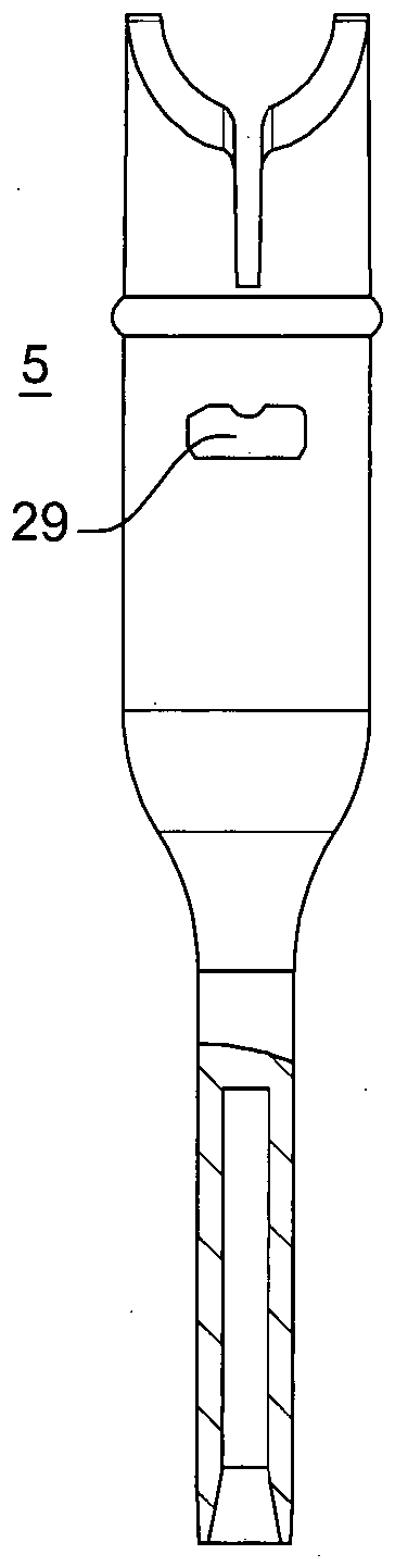 Stem with bayonet closure and device equipped therewith