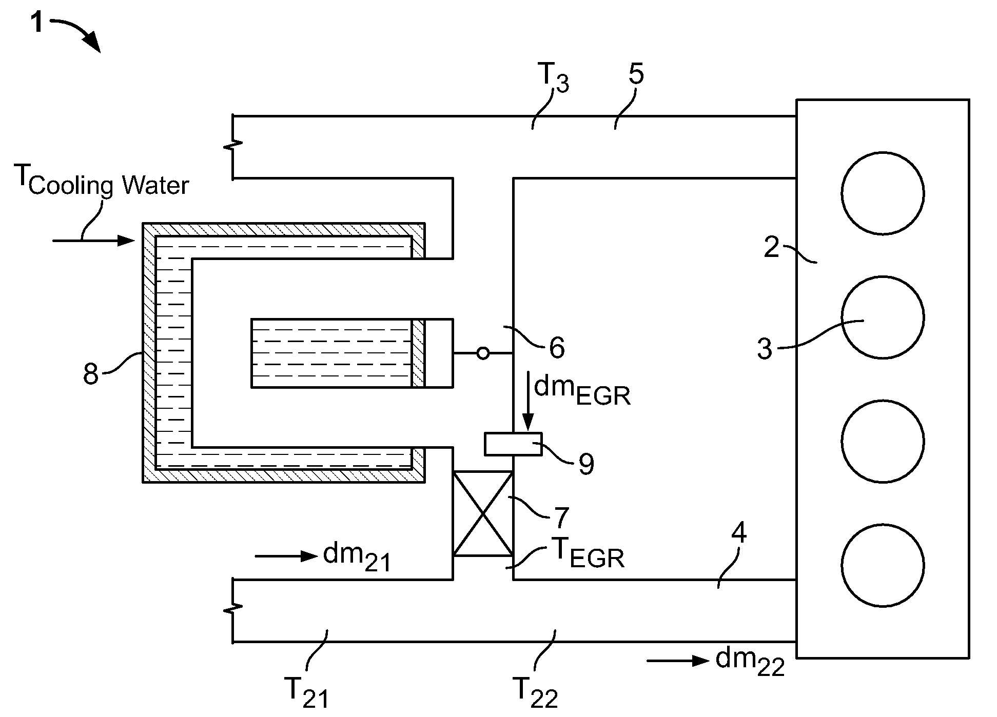 Method and Device for Adapting the Efficiency of a Cooler in the Return Circuit of Exhaust Gas in an Internal Combustion Engine