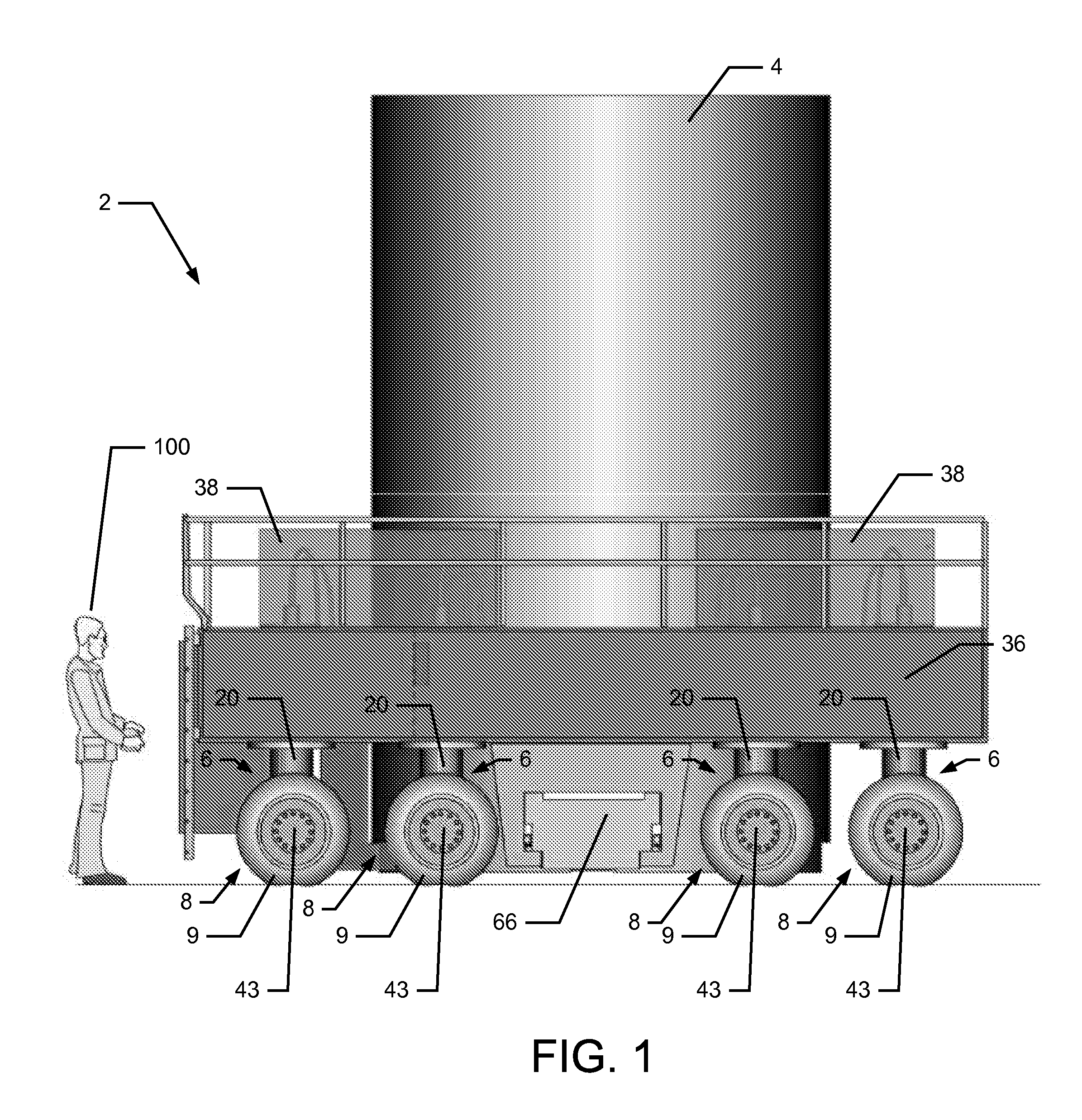 Vertical lifting axle for a cask transporter