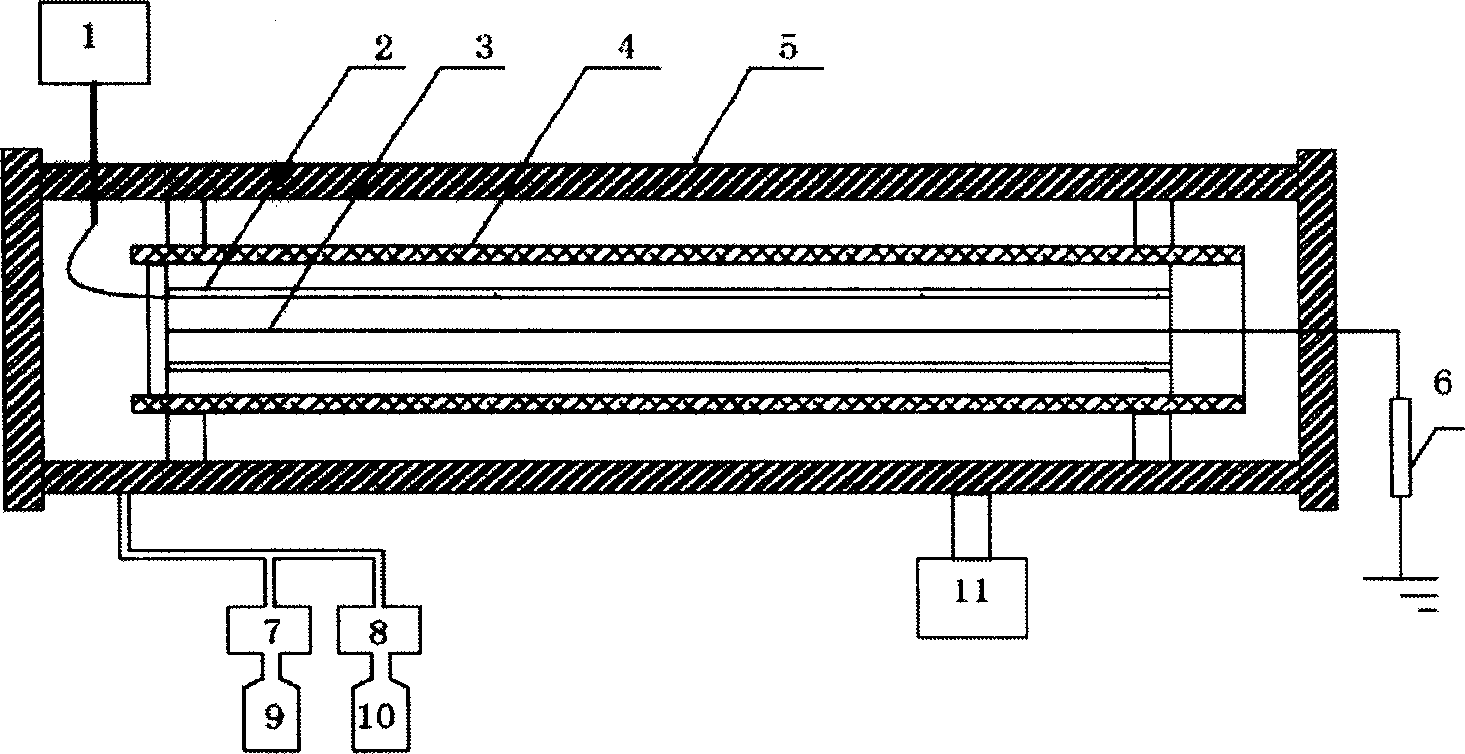 Slender metal pipe inner wall diamond-film-like deposition method using DC glow discharge