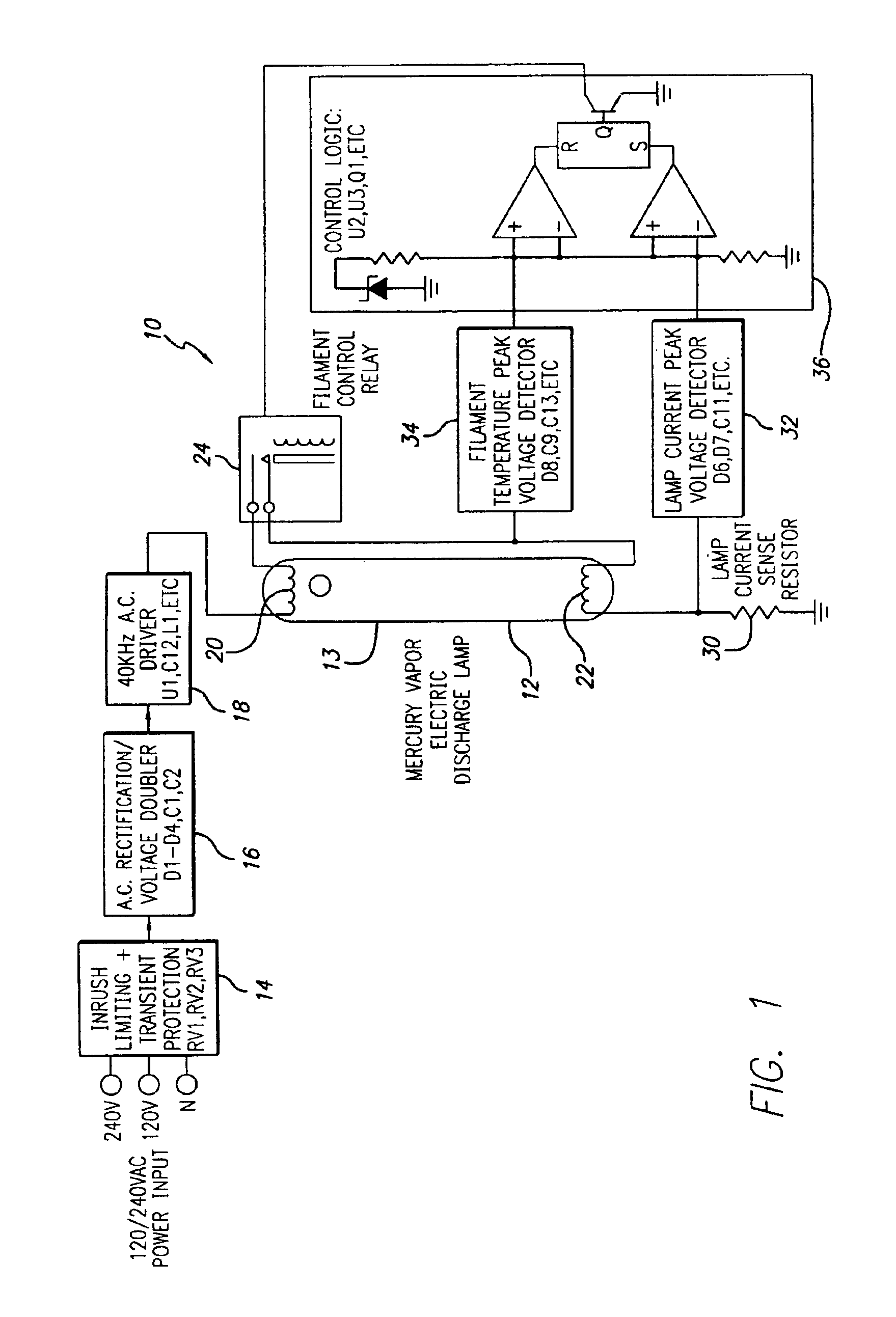 Ozone generator having a mercury lamp with a filament temperature detective circuit