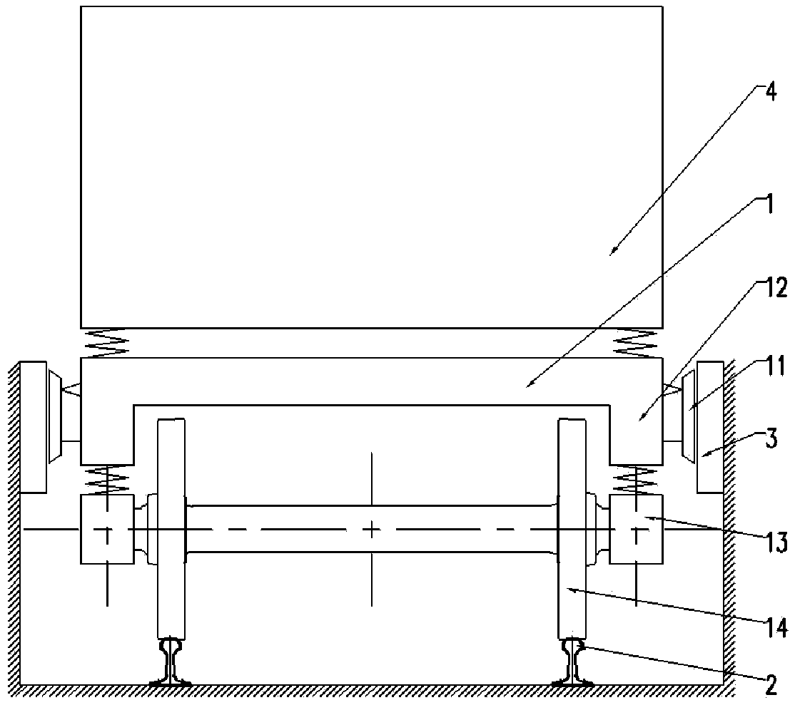 Electromagnetic guide bogie and rail vehicles