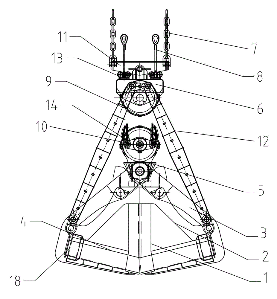 Large-span variable-capacity grab bucket