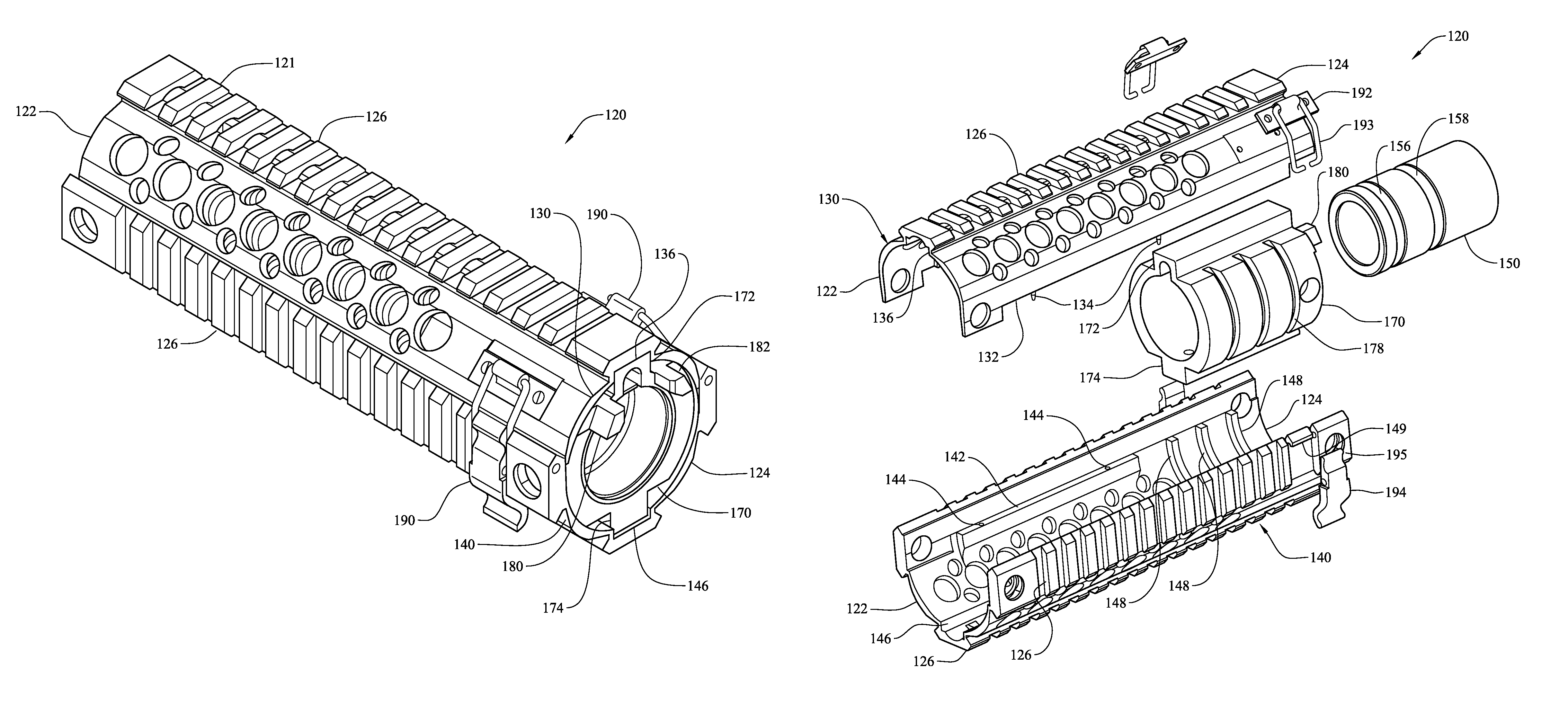 Quick release hand guard assembly for a rifle