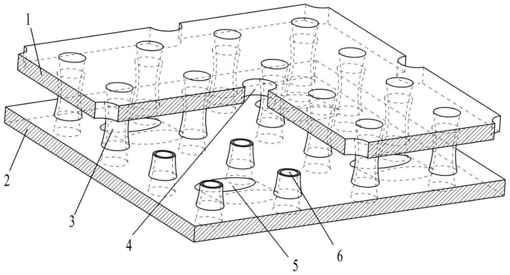 Double-wall cooling structure of hyperbolic turbulent flow column with air film holes