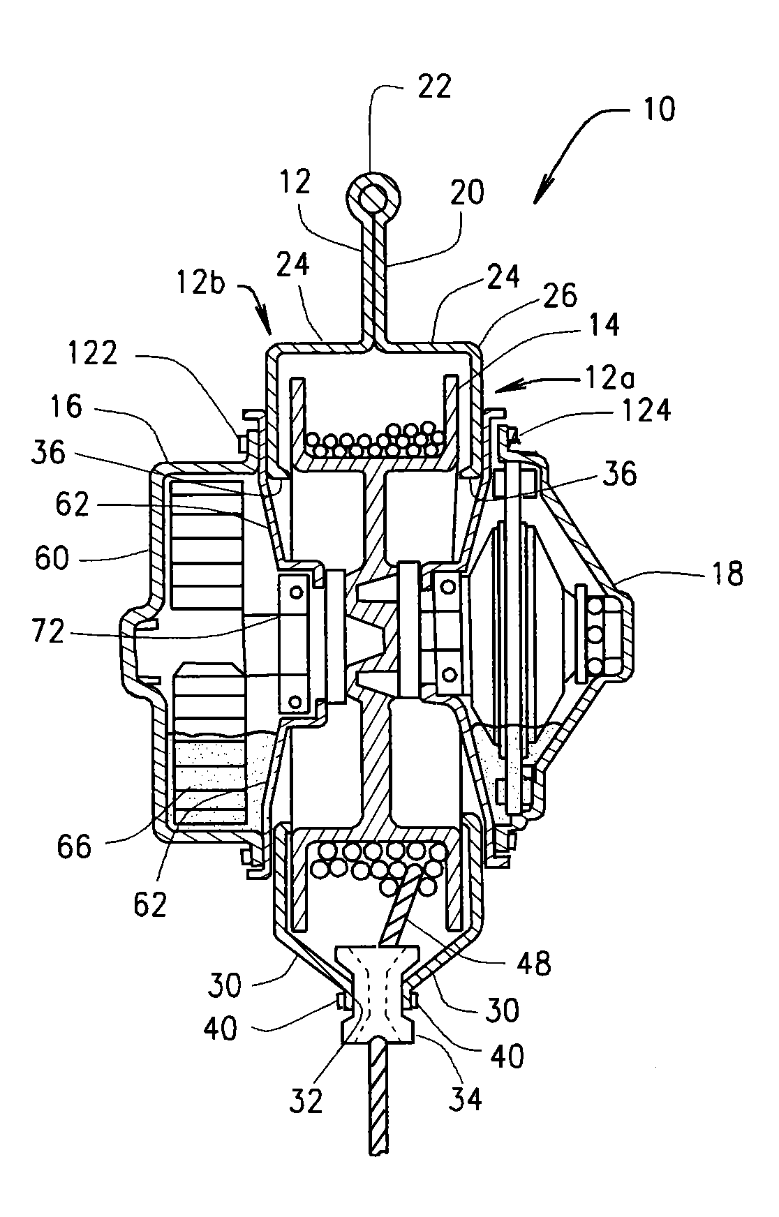 Retractable Fall Arrest WIth Component Assembly and Cantilevered Main Shaft