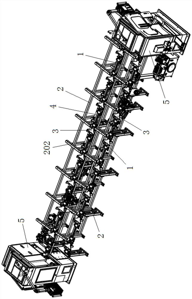 Production line for machining pipe ends of pipes