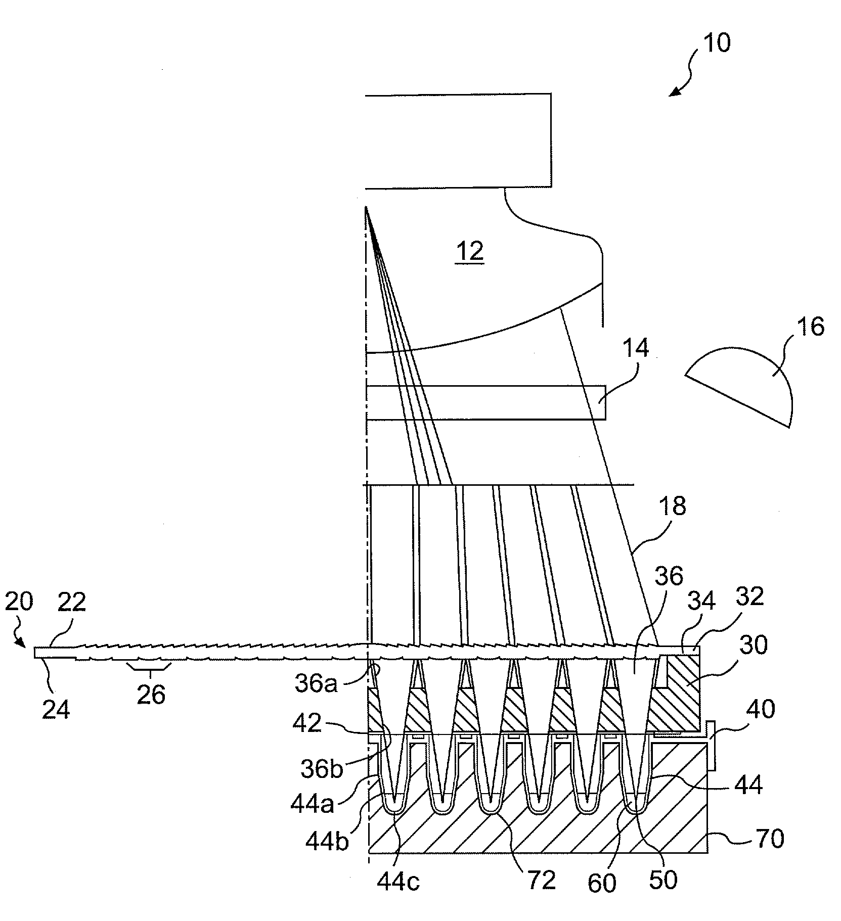 Lens assembly for biological testing