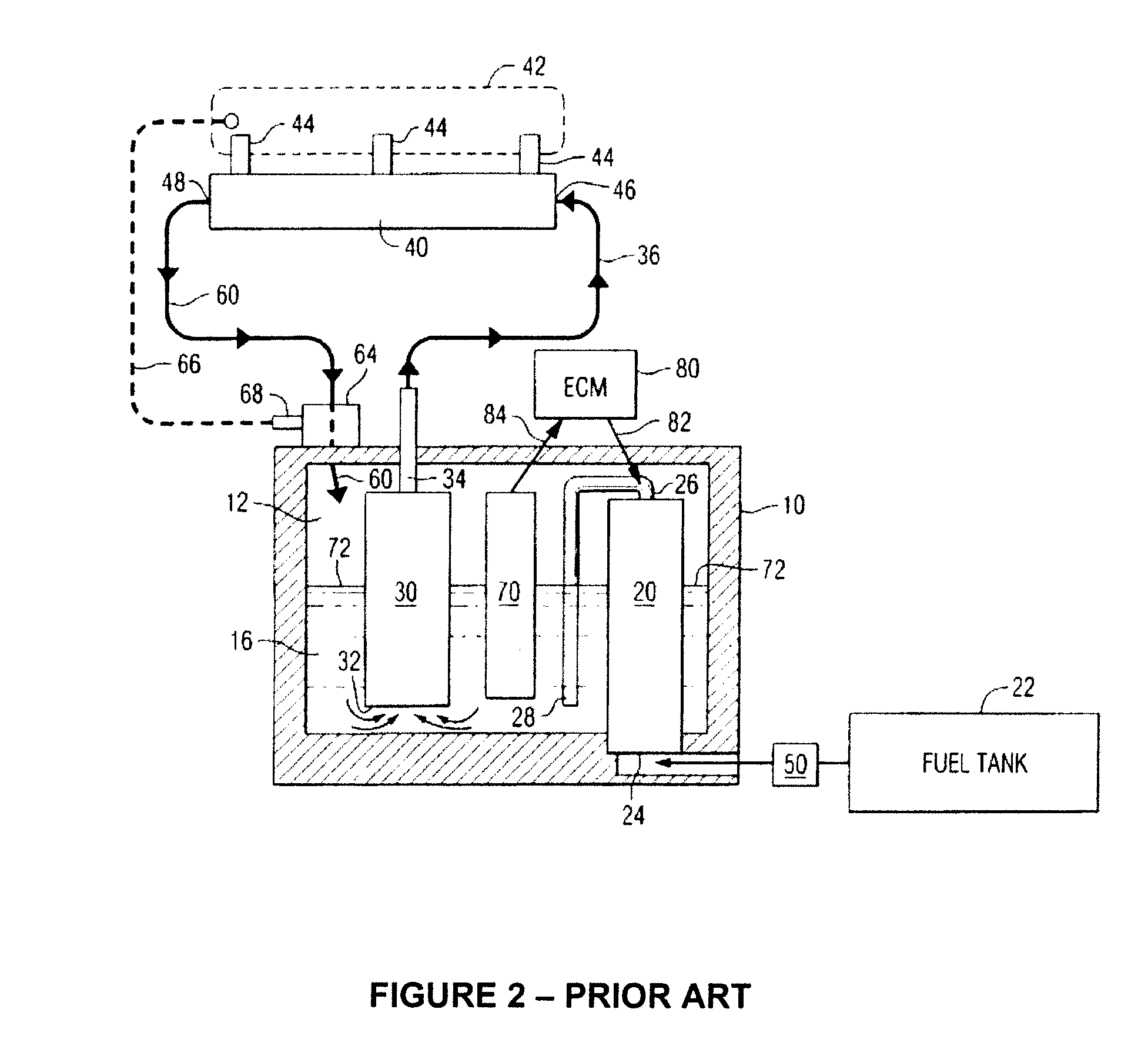 Vapor separator with integral low pressure lift pump