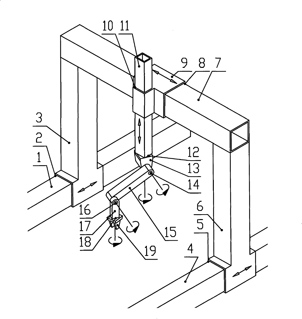 Multifunctional gantry type seven-shaft industrial robot