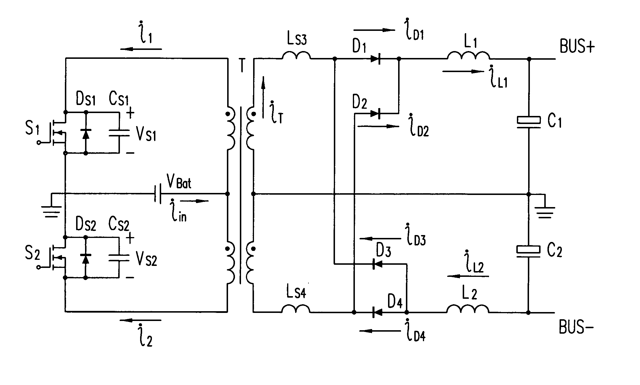 Primary side ZVS push-pull converter having relatively less losses