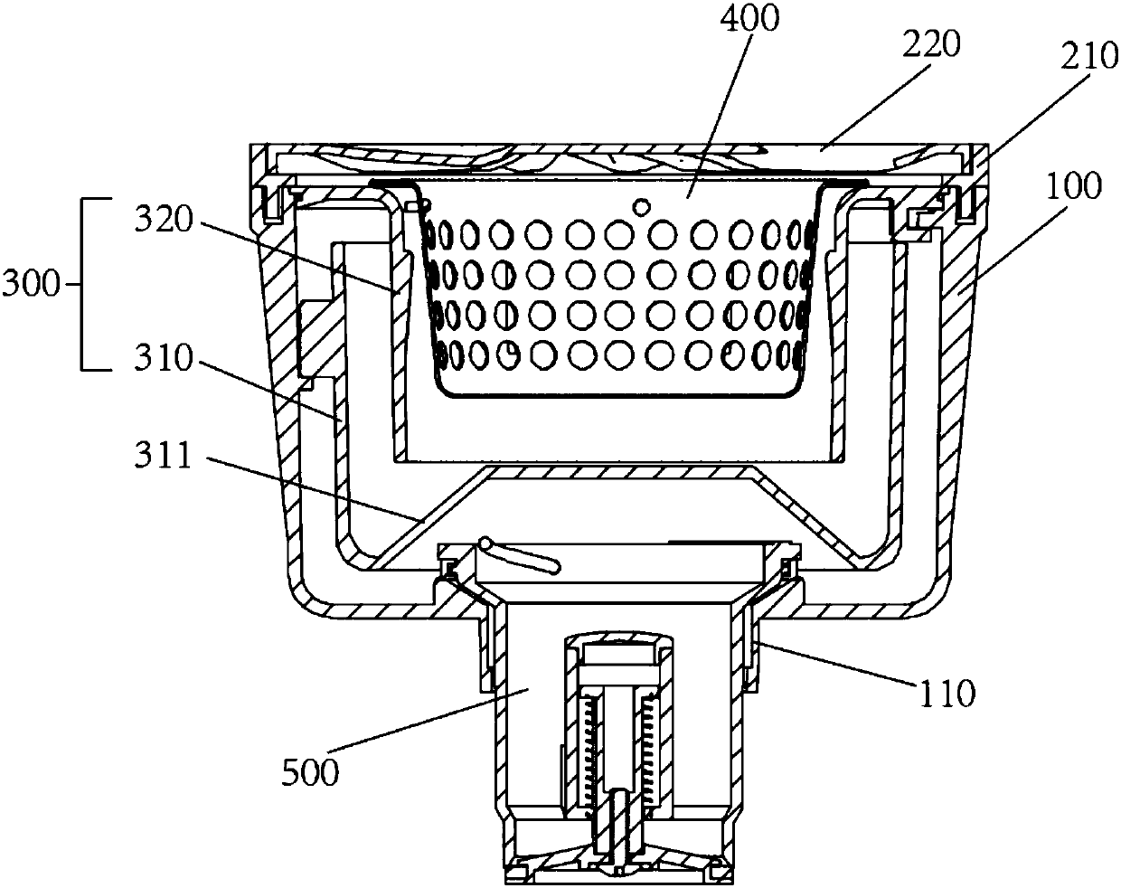 Reverse siphoning type great-discharge-volume floor drain