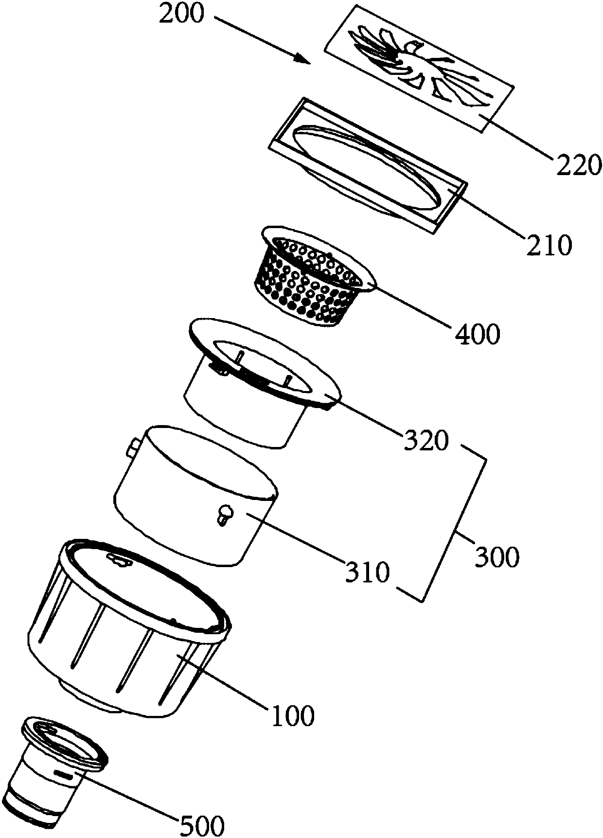 Reverse siphoning type great-discharge-volume floor drain