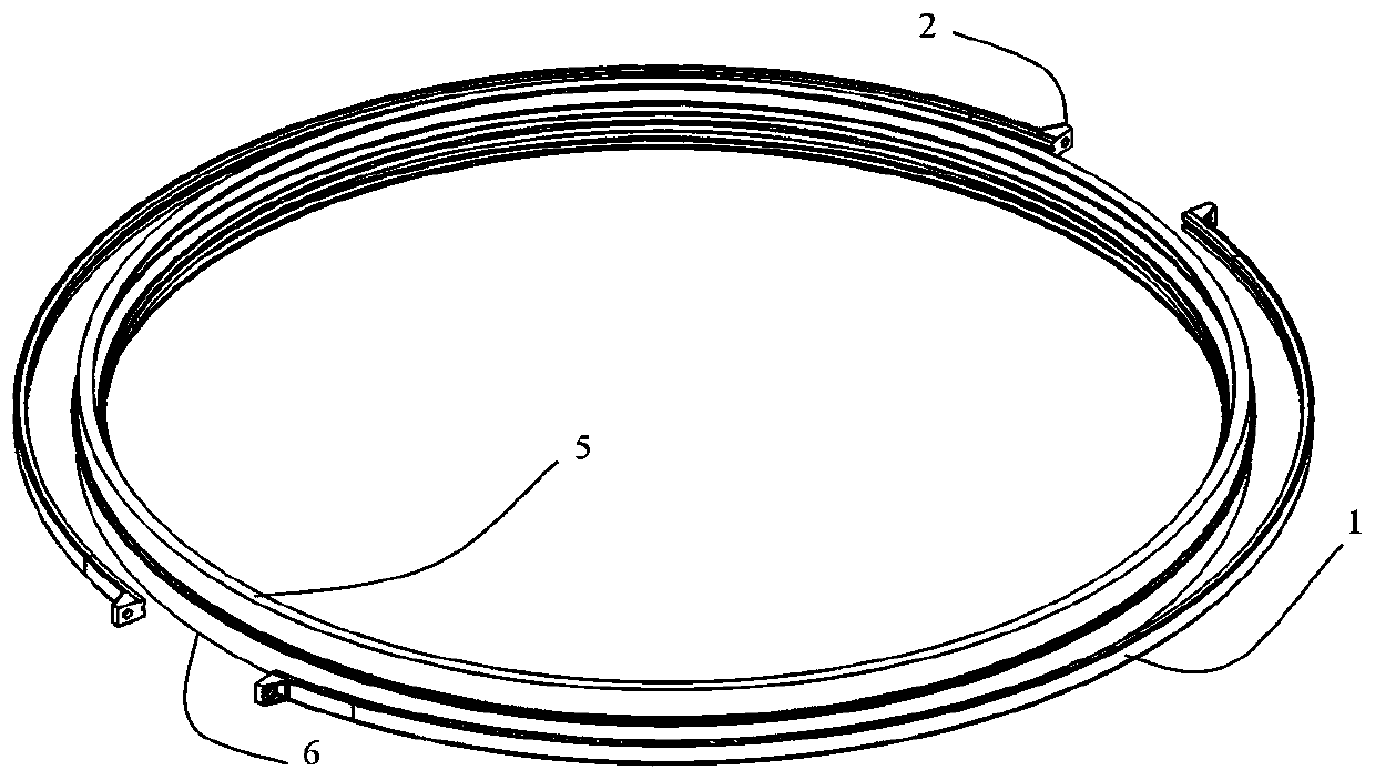 Asymmetric V-shaped groove and double-point unlocking type rigid wrapping tape for interstage line type separation device