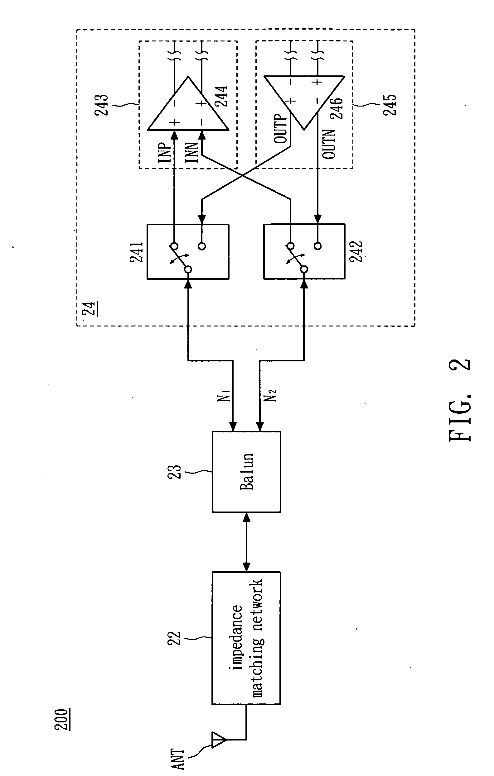 Front-end architecture of RF transceiver and transceiver chip thereof