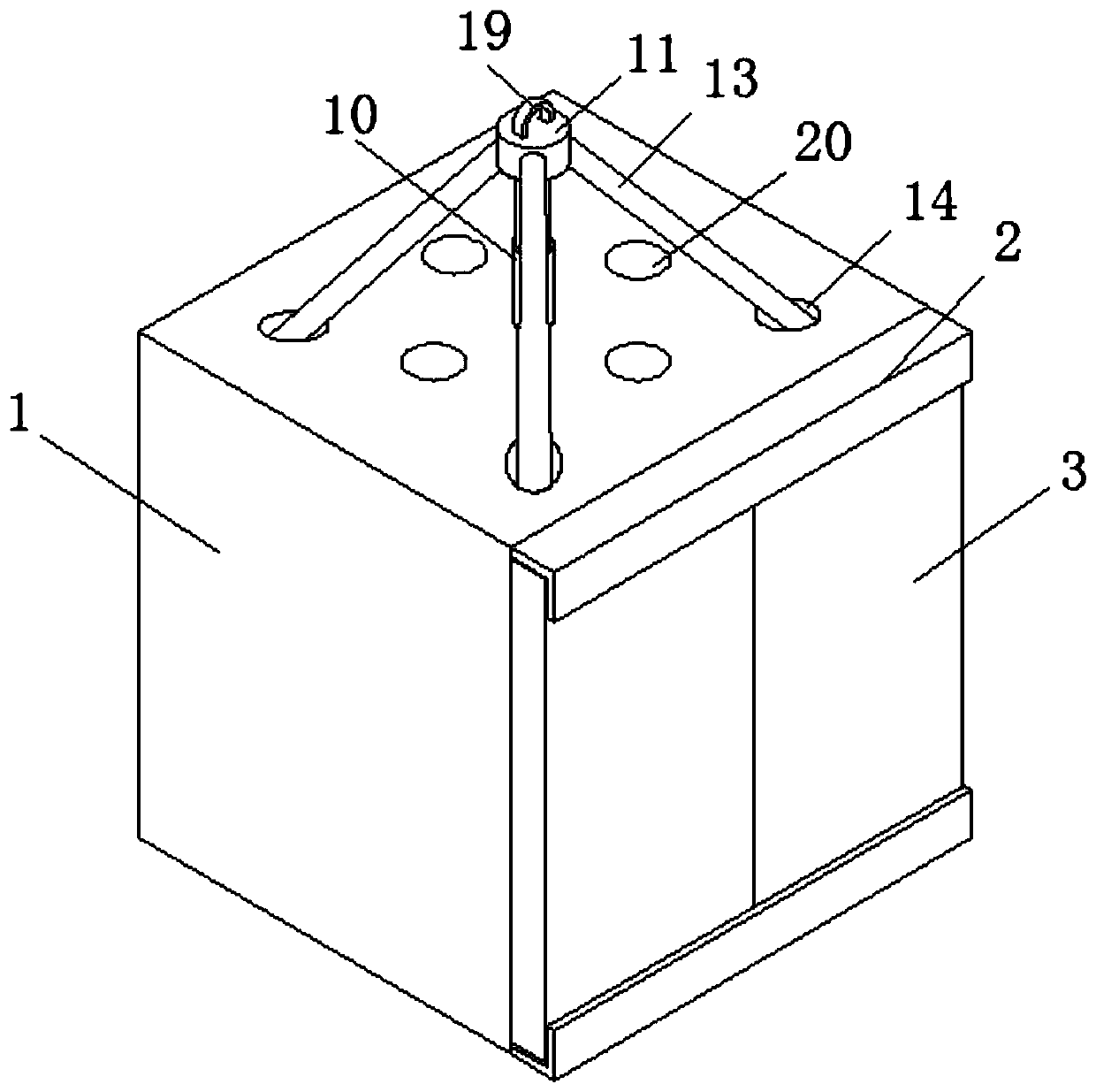 A vertical elevator with a shock-absorbing structure