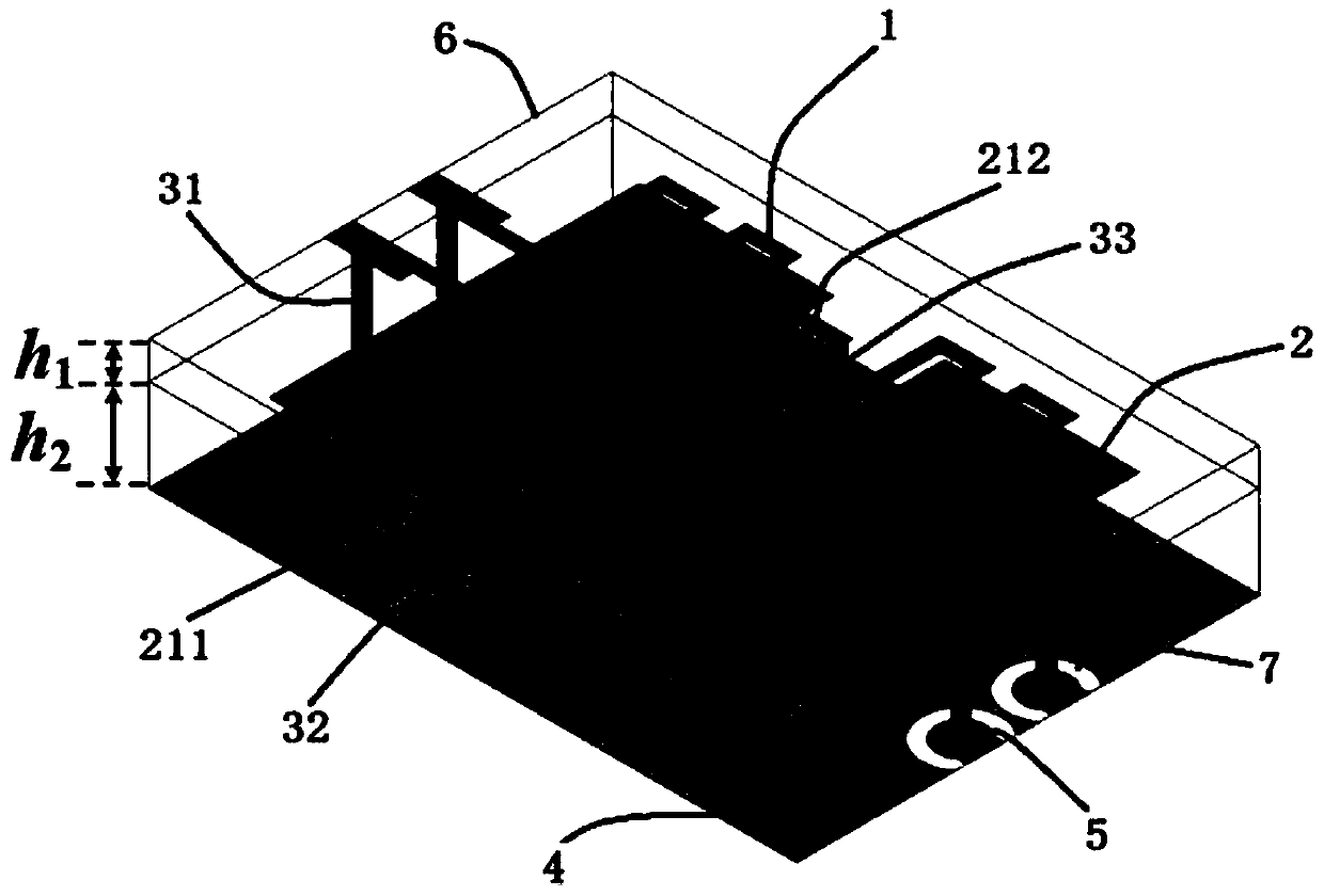 H-shaped mushroom-shaped ultra-wideband common-mode noise suppression circuit