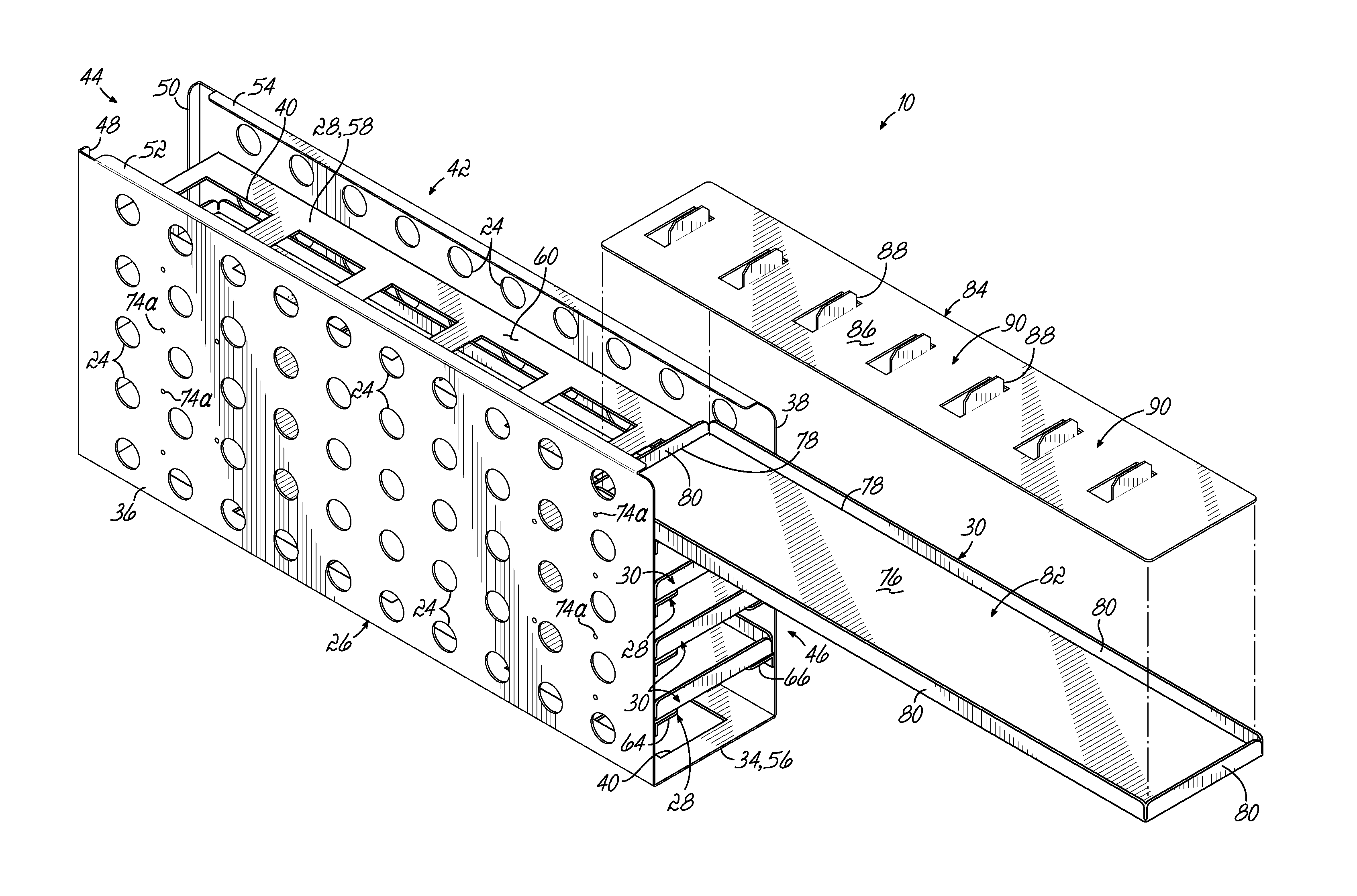 Sliding drawer storage rack for cold storage units