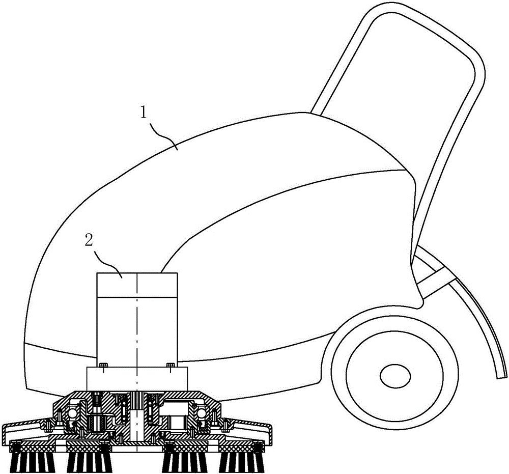 Contra-rotating floor scrubber and floor scrubbing brush thereof