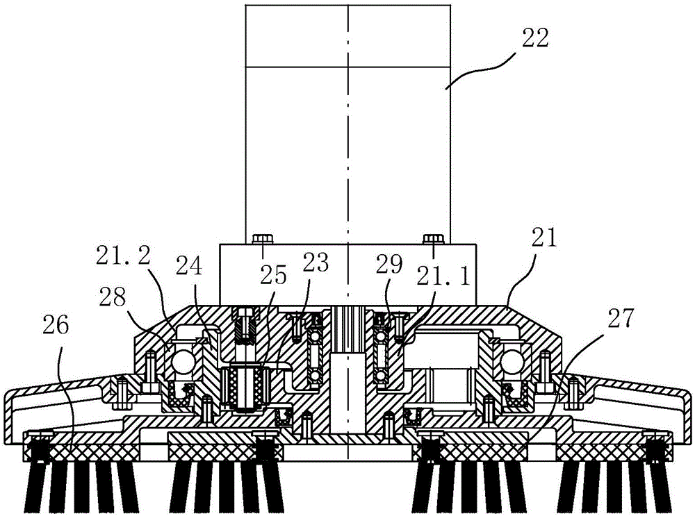 Contra-rotating floor scrubber and floor scrubbing brush thereof