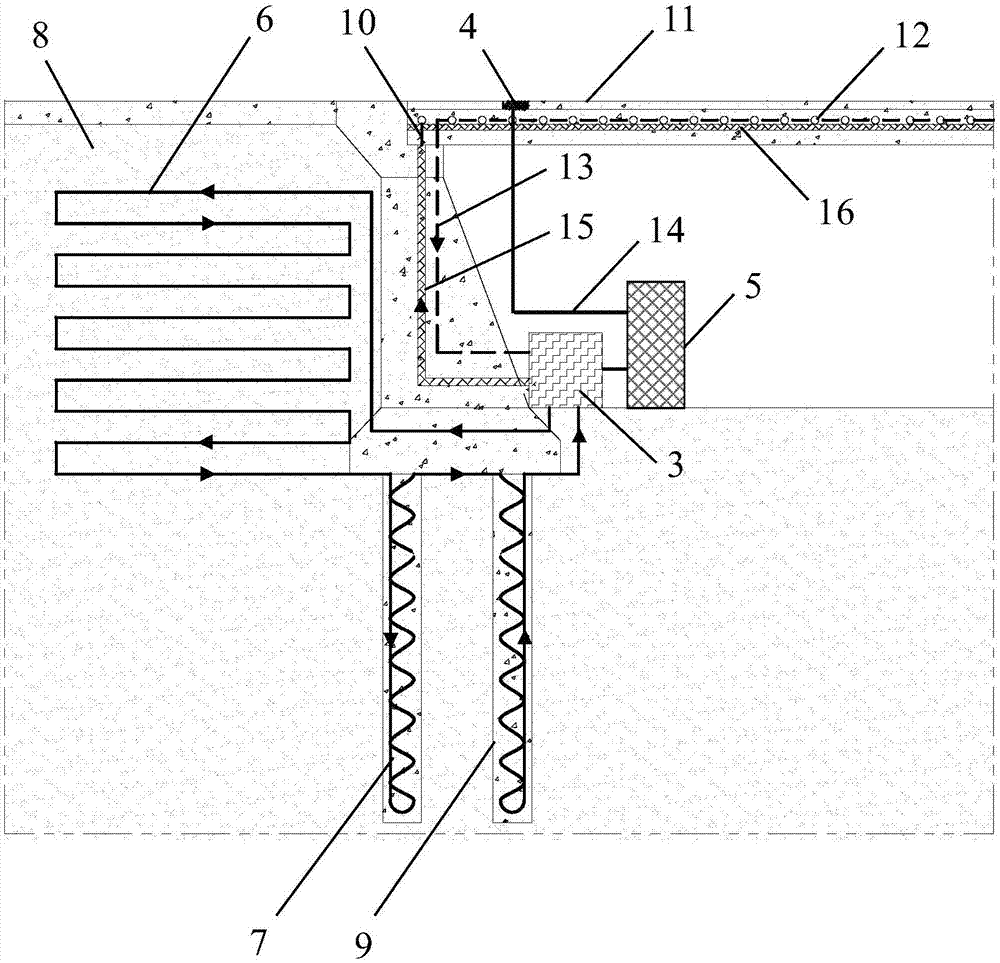 Intelligent bridge floor snow melting and deicing system utilizing shallow geothermal energy