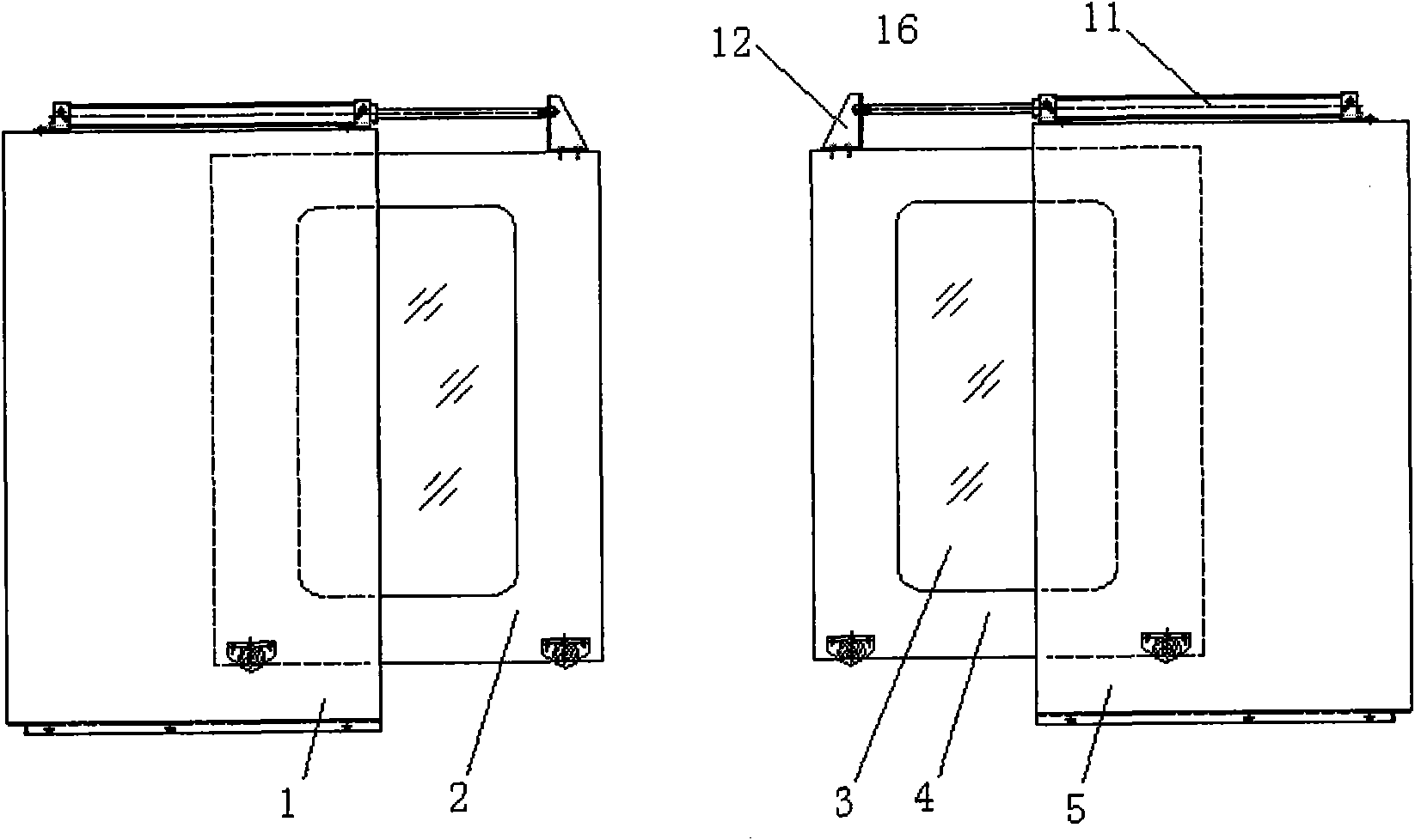 Pneumatic control double door protective device