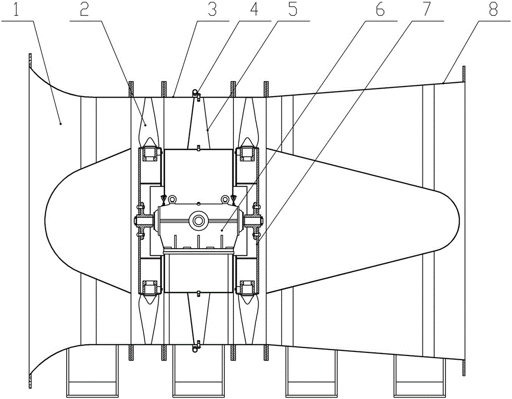 Motor lateral external one drive two counter-rotating axial flow fan