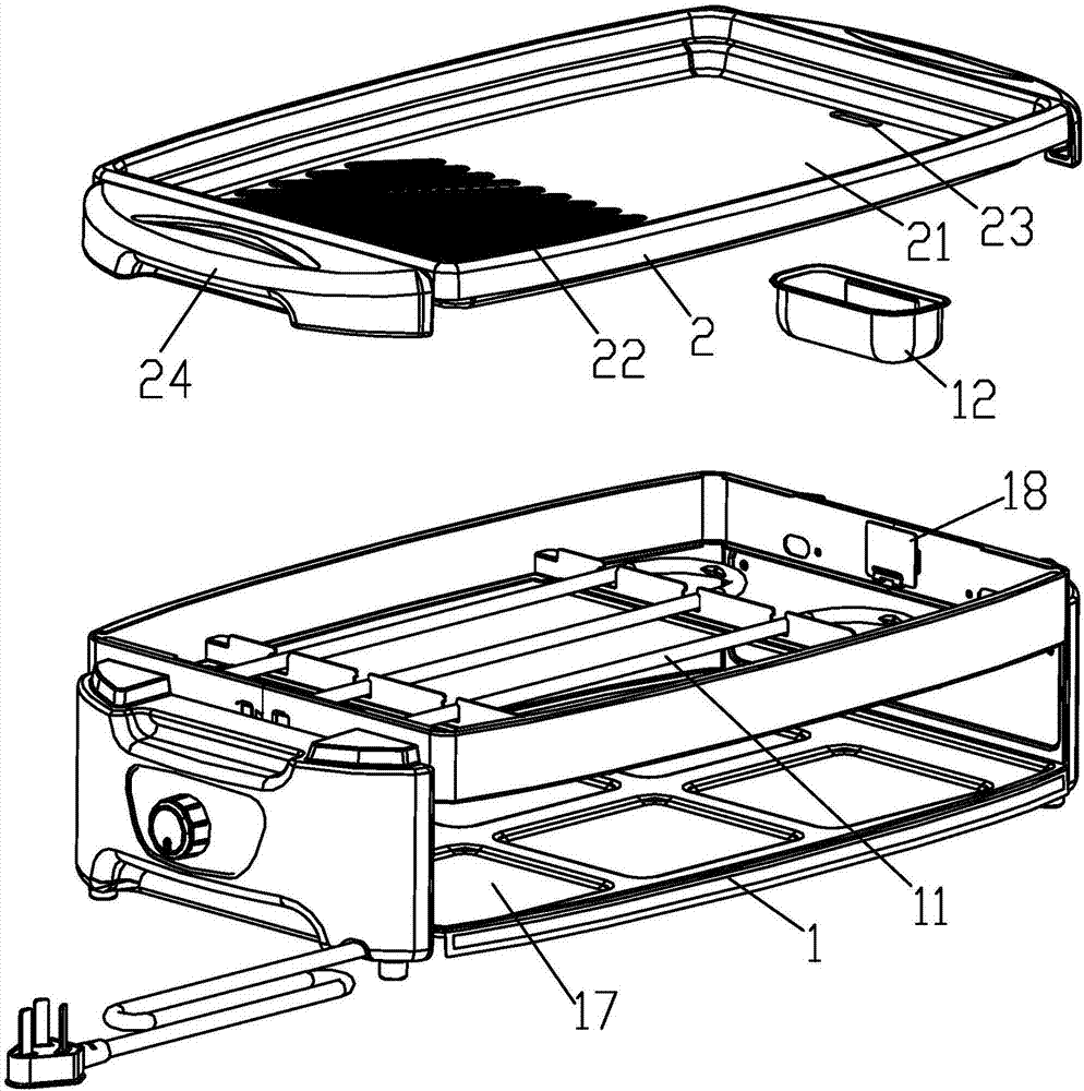 Electric oven provided with oil receiving device