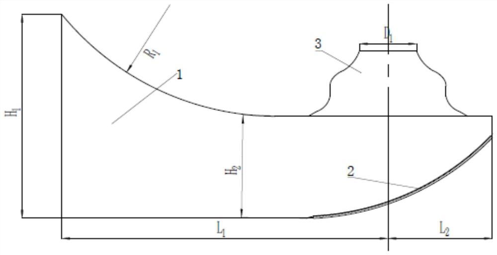 A dustpan-shaped water inlet channel with bionic structure