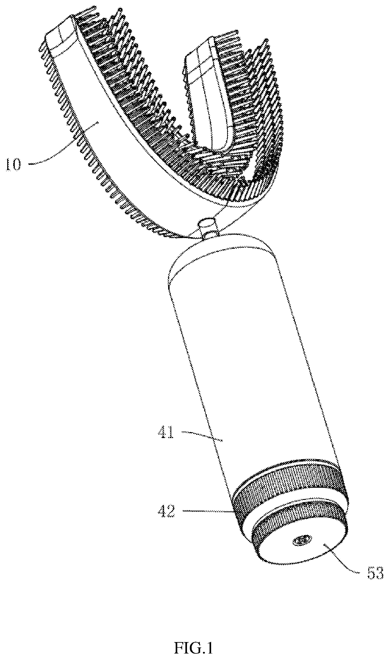 Toothbrush with u-shaped bristles for manually squeezing toothpaste