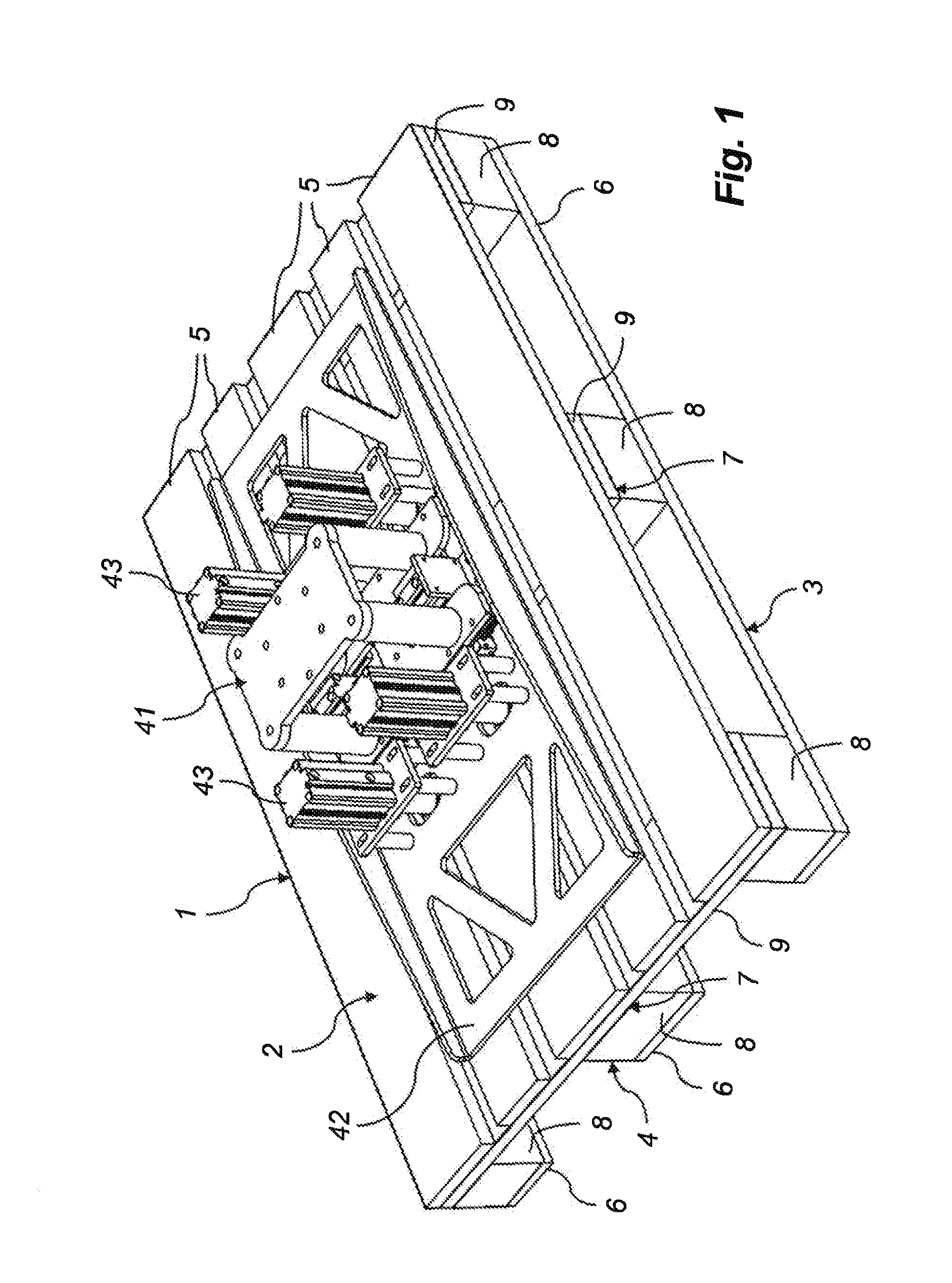 Device for dismantling of chosen parts of assembled pallets