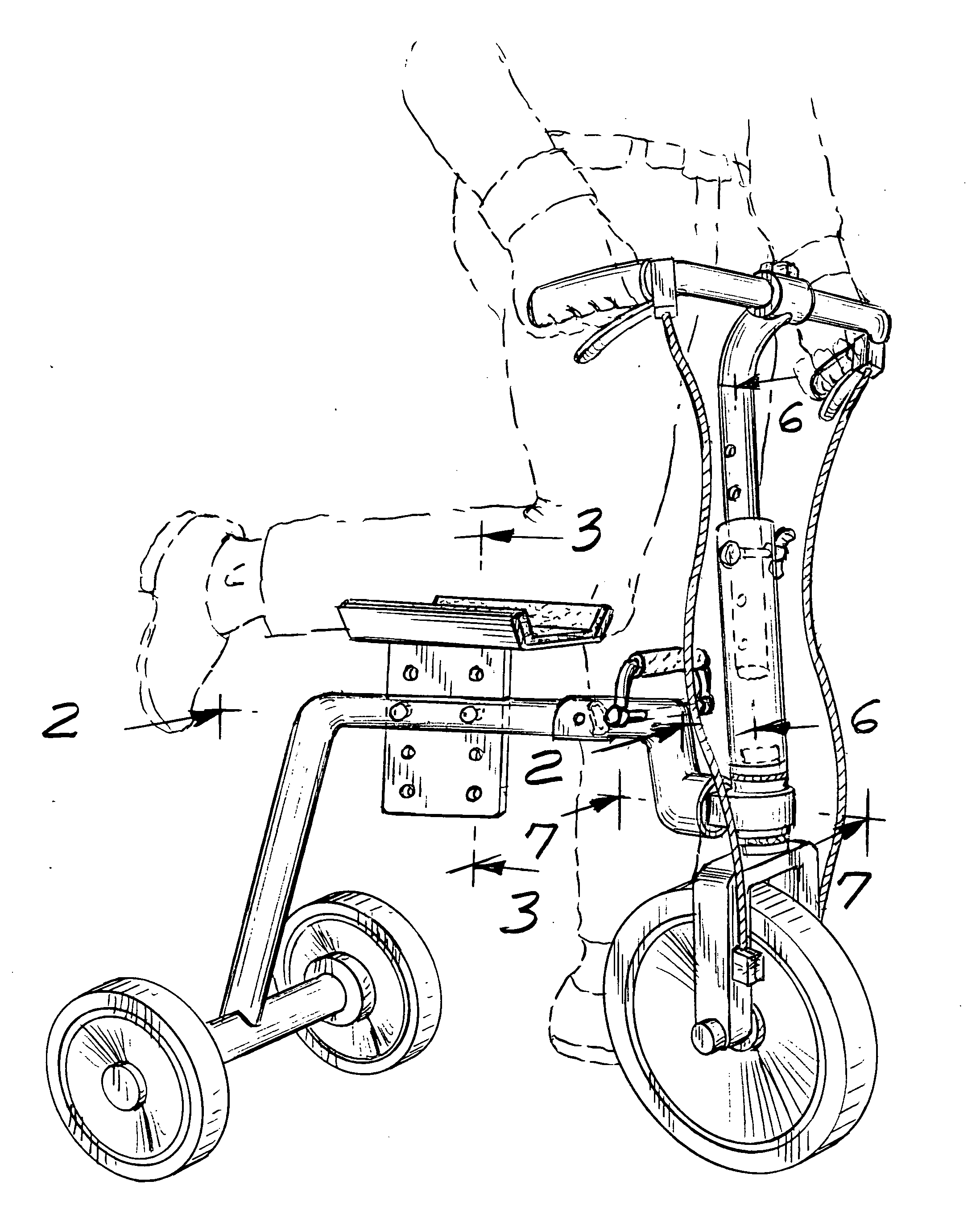 Collapsible walker for injured person