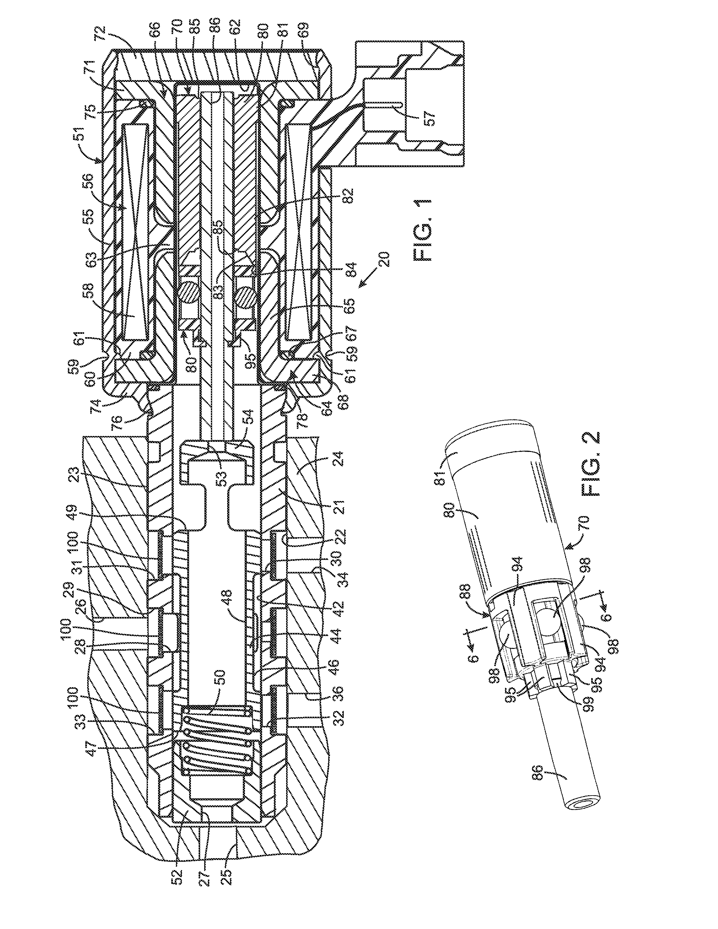 Electrohydraulic valve having a solenoid actuator plunger with an armature and a bearing