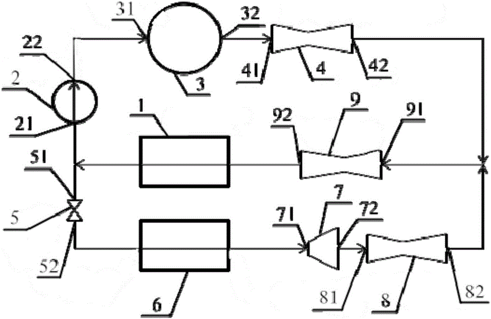 Thermal/power combined drive steam jet type refrigeration device and refrigeration method thereof