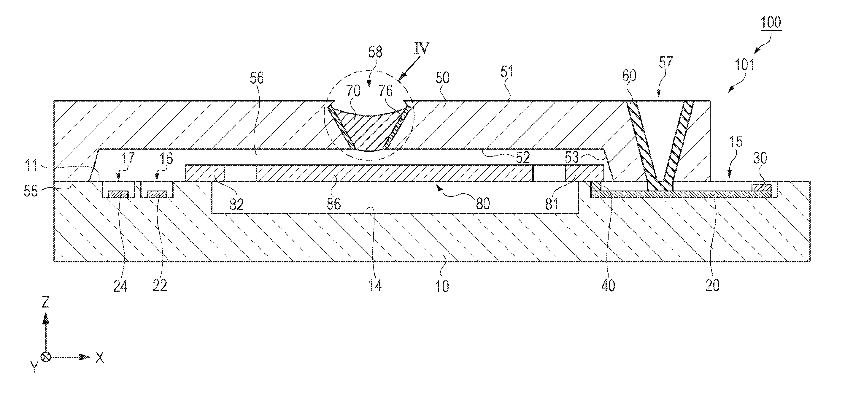 Package, electronic device, method of manufacturing electronic device, electronic apparatus, and mobile body