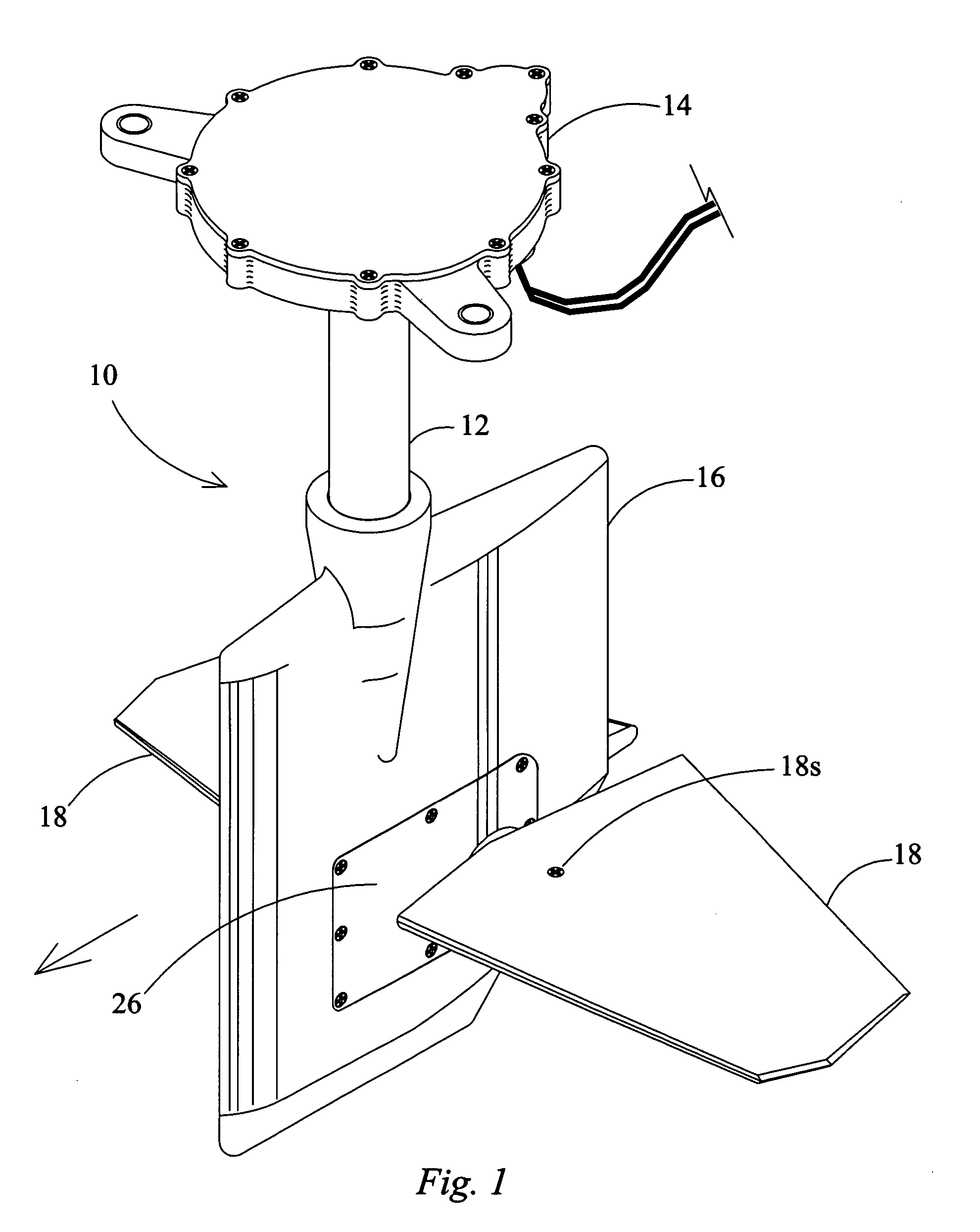 Boat rudder with integrated dynamic trim foils