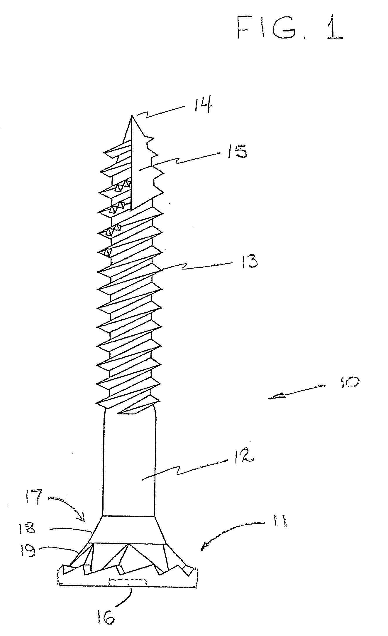 Self-Counter-Sinking Screw with Circumferential Cutters