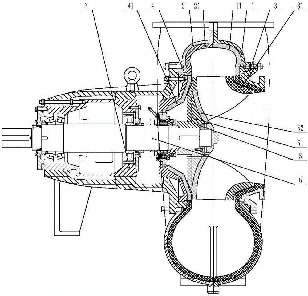 Desulphurization pump with resin silicon carbide linings and preparing method of desulphurization pump