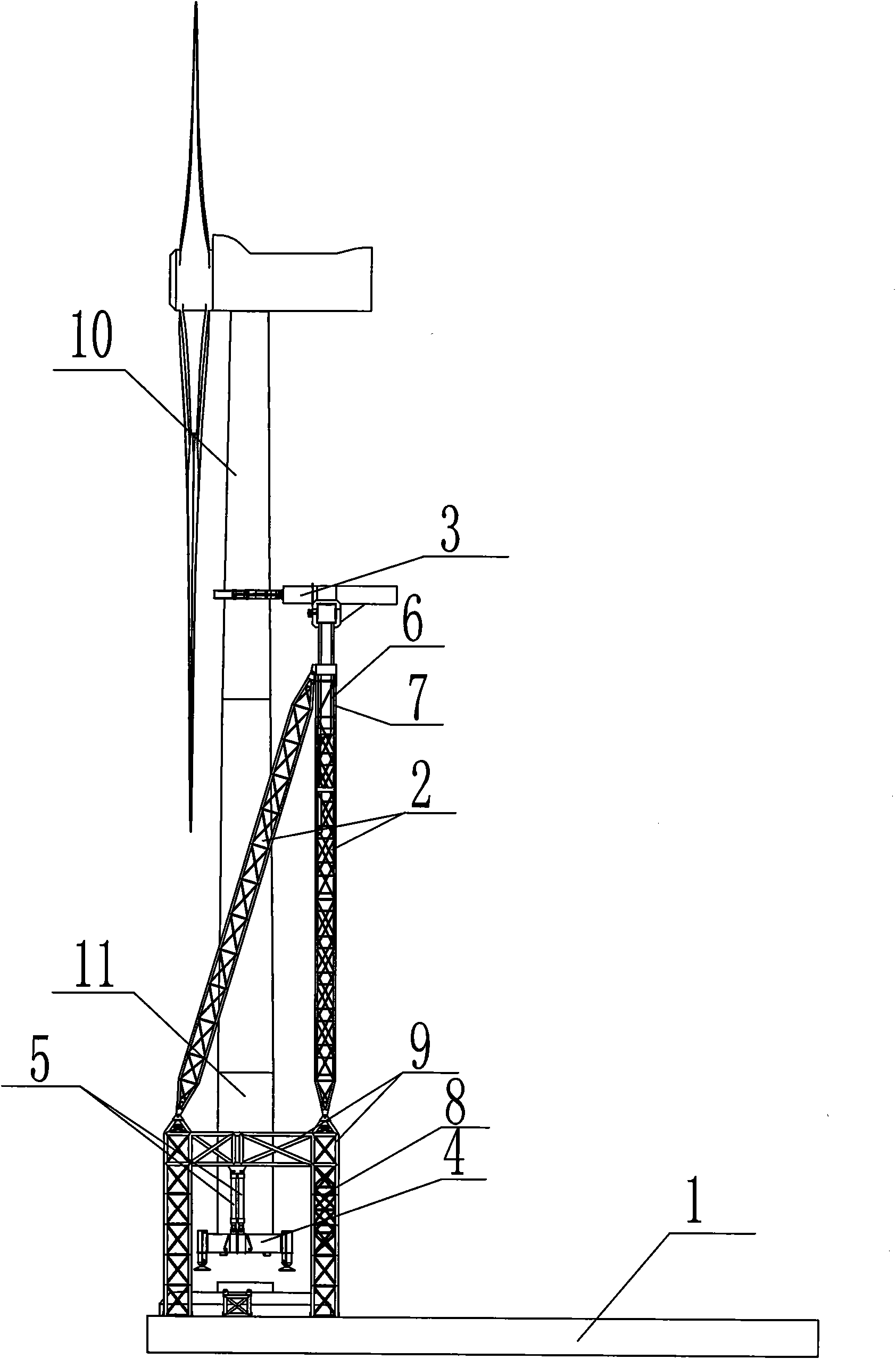 Construction method and equipment for integrally mounting offshore wind generating set