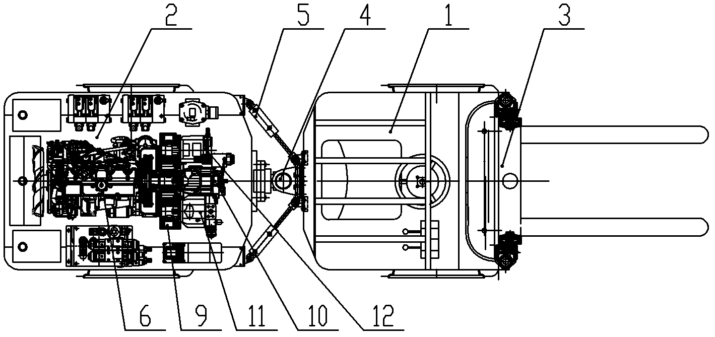 Off-road type forklift with hydrostatic four-wheel drive and articulated frame