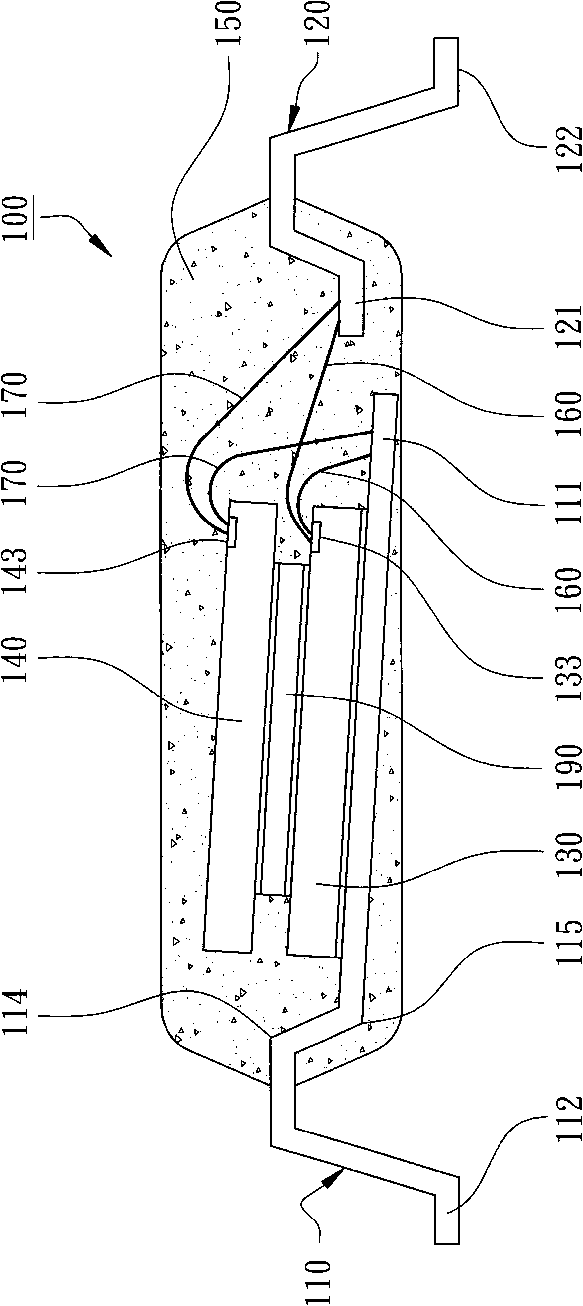 Multichip package structure capable of arranging chips on pins