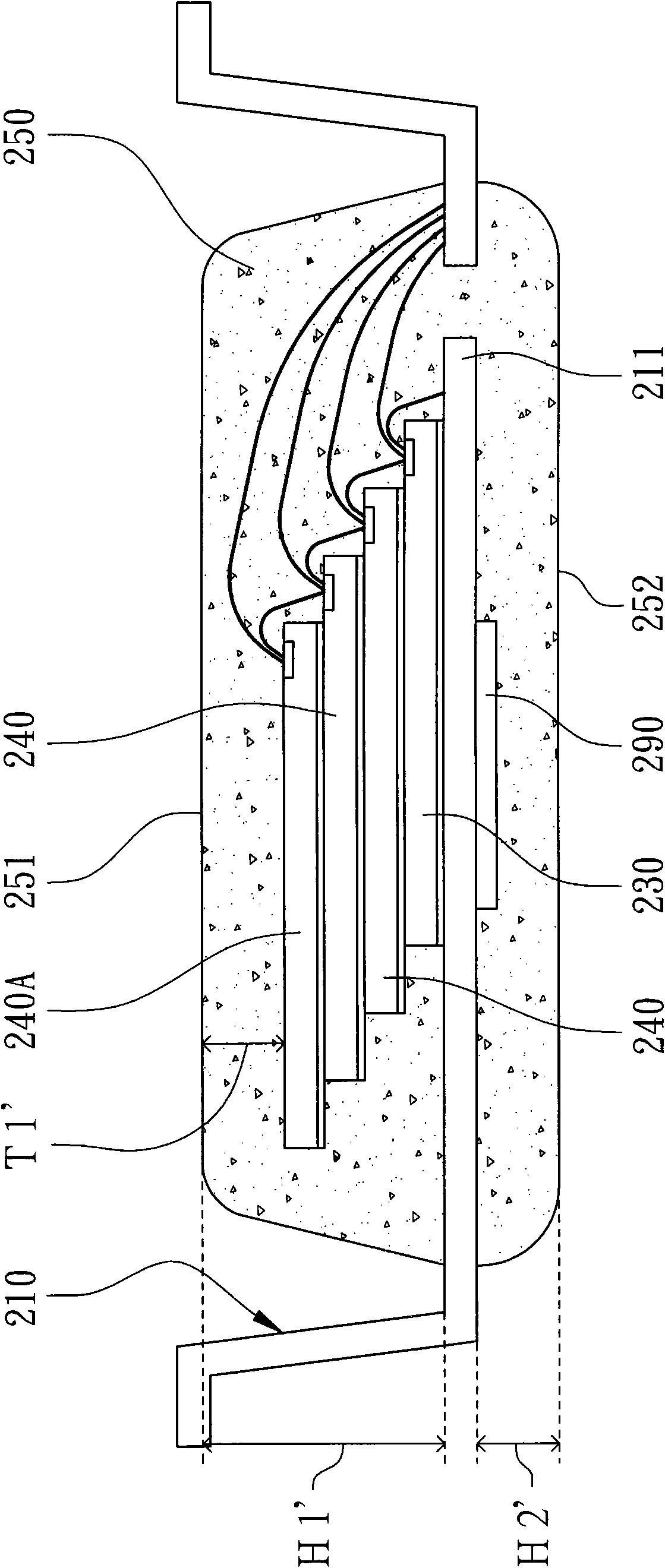 Multichip package structure capable of arranging chips on pins