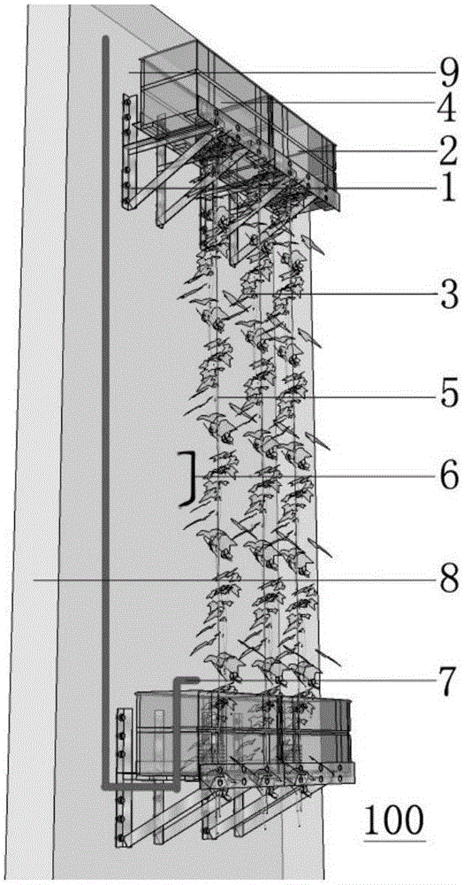 Climber vertical-greening system for medium-/high-rise building