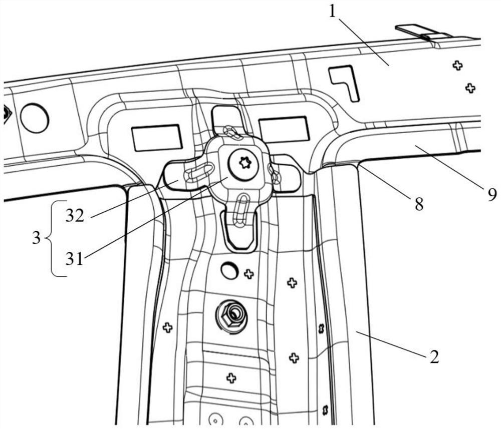 B column structure for vehicle body and vehicle