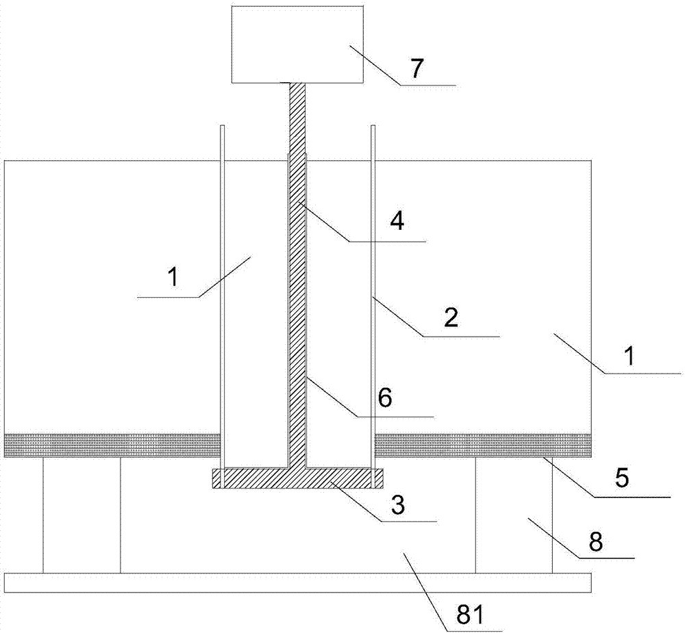 Experiment model structure related to adhering feature between concrete and steel pile casting