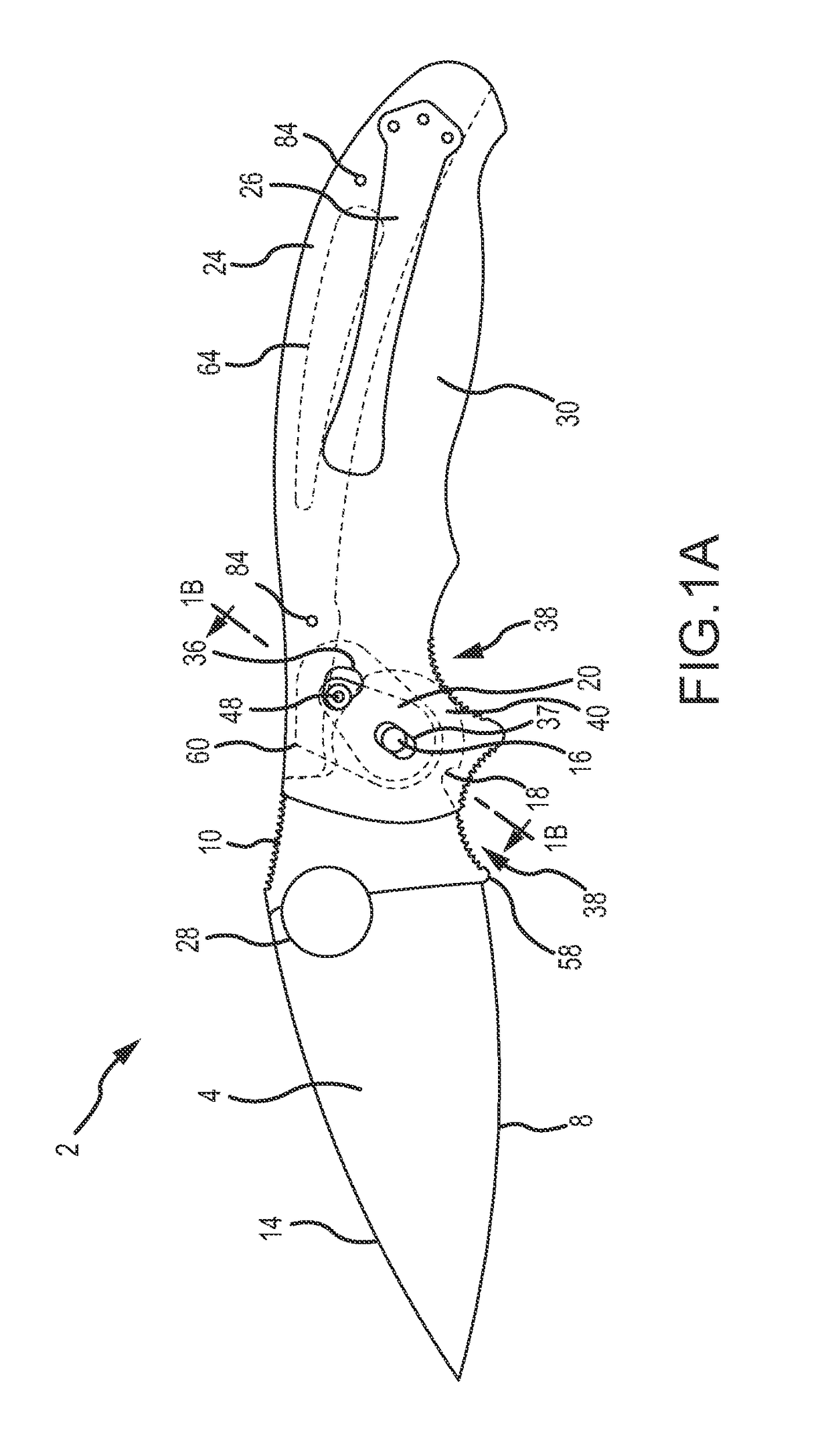 Rotational wedge locking mechanism for a folding knife