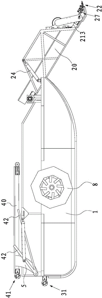 Water surface cleaning ship with turnover type rear cabin