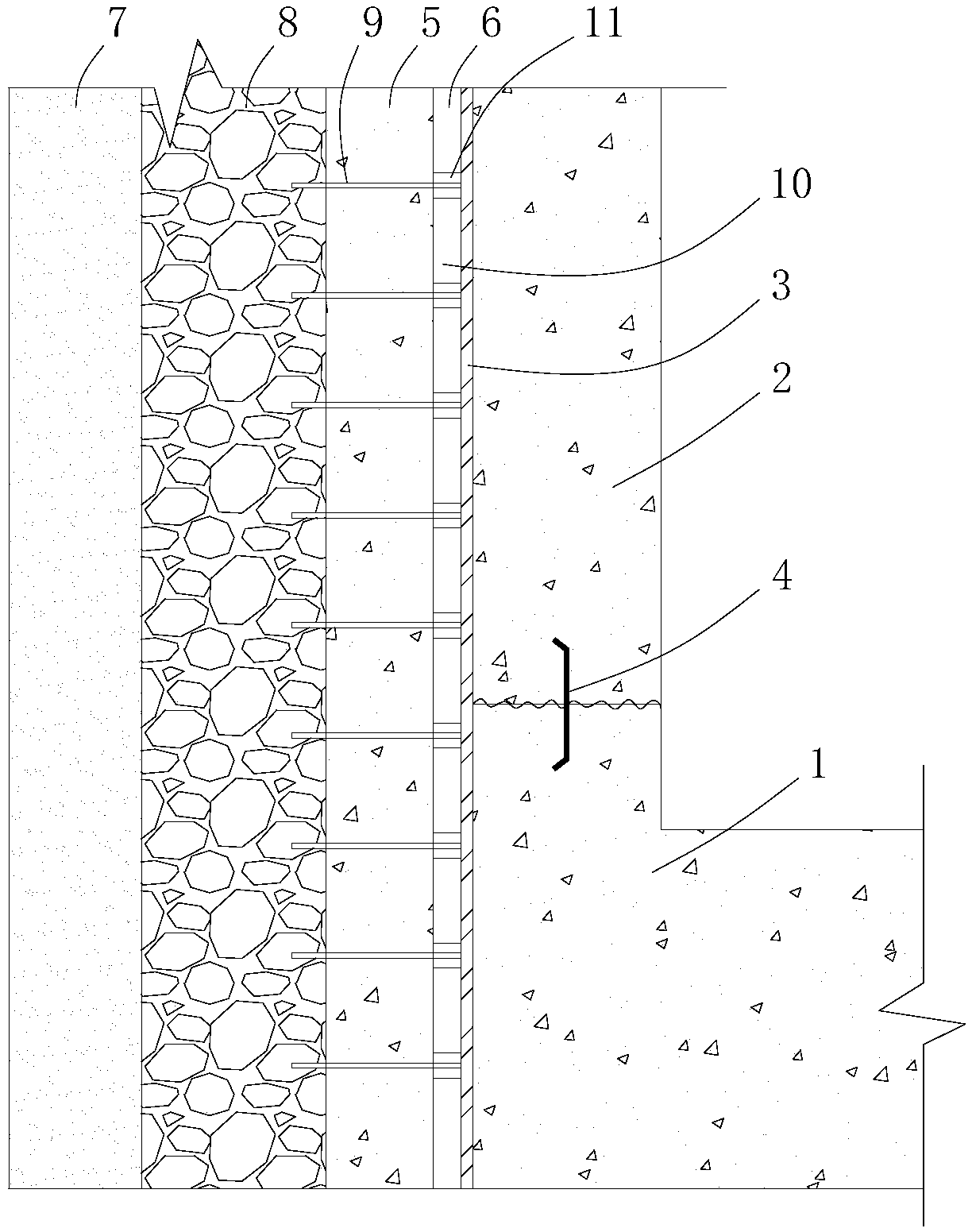 Basement retaining wall without fertilizer tank construction